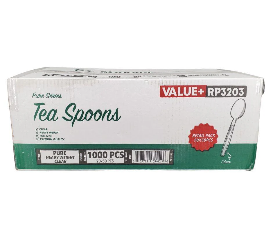 Value+ - Heavy - Plastic Tea Spoons - Clear - Retail Pack - RP3203 - Image 3