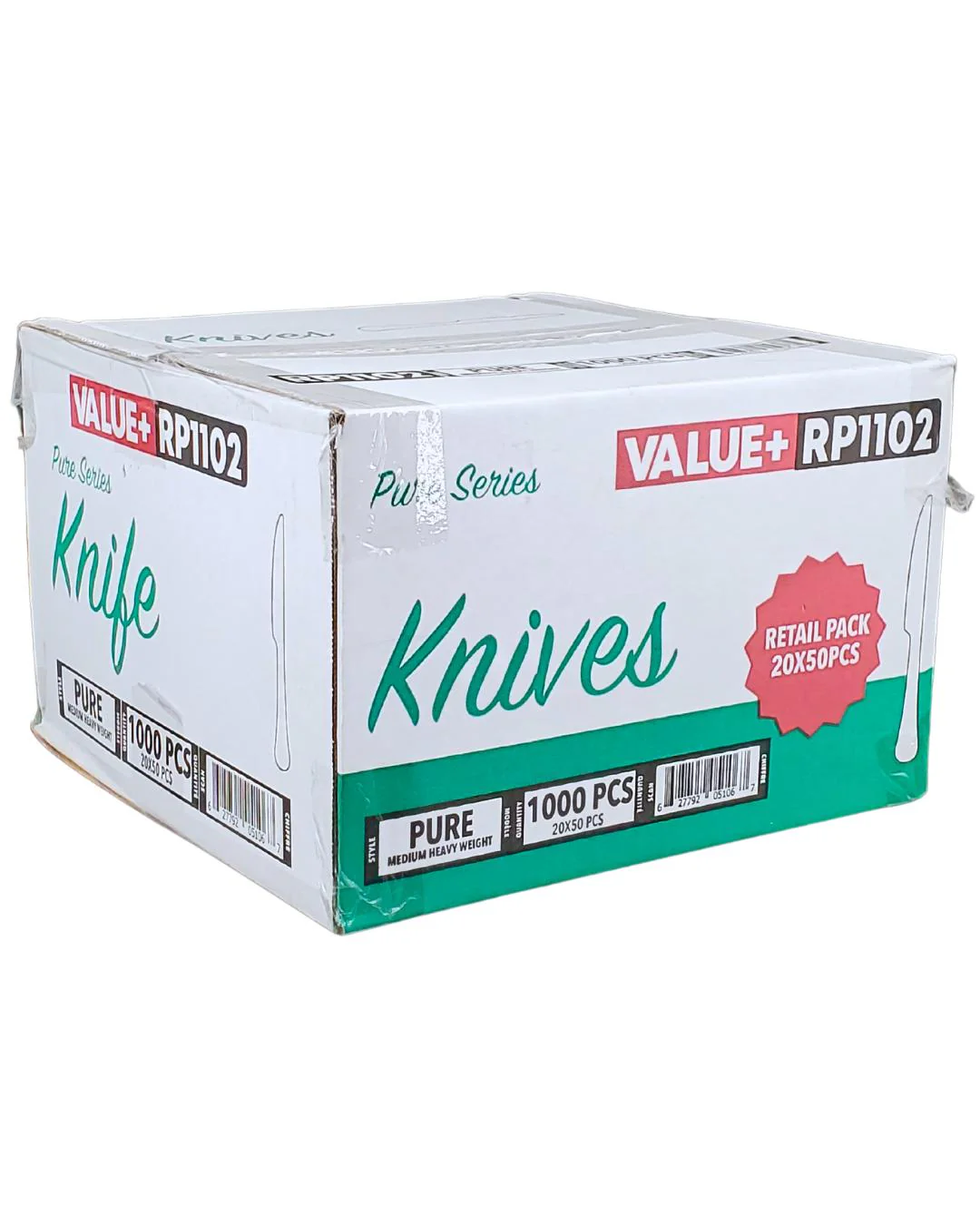 CLR - Value+ - Medium Heavy - Plastic Knife - White - Retail Pack - RP1102 - Image 11