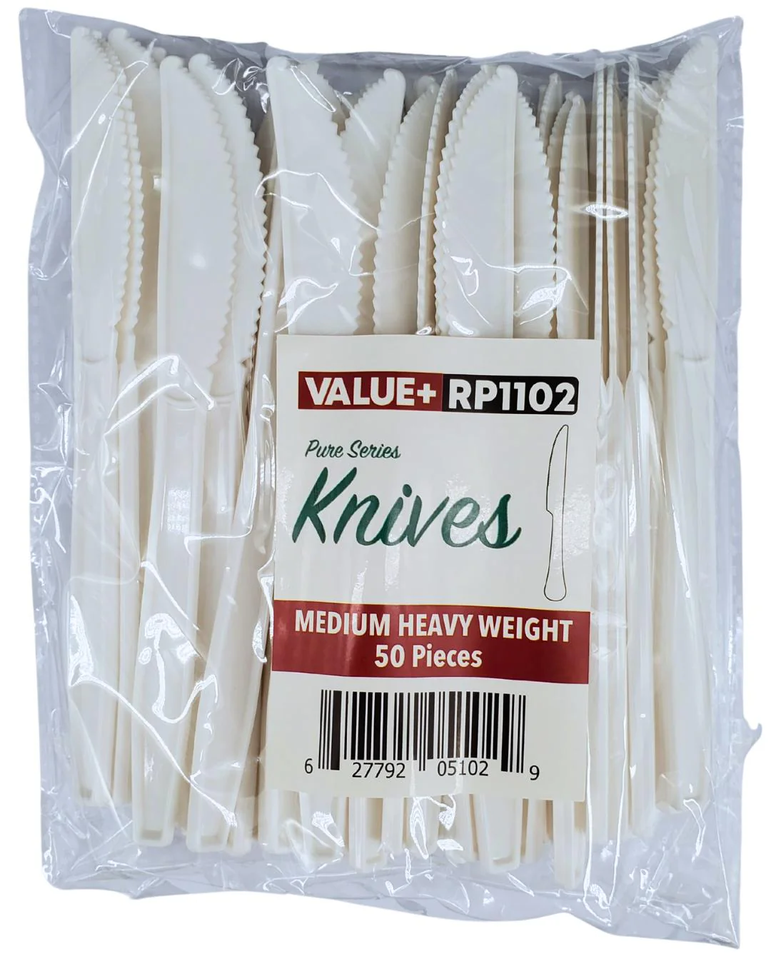 CLR - Value+ - Medium Heavy - Plastic Knife - White - Retail Pack - RP1102 - Image 2