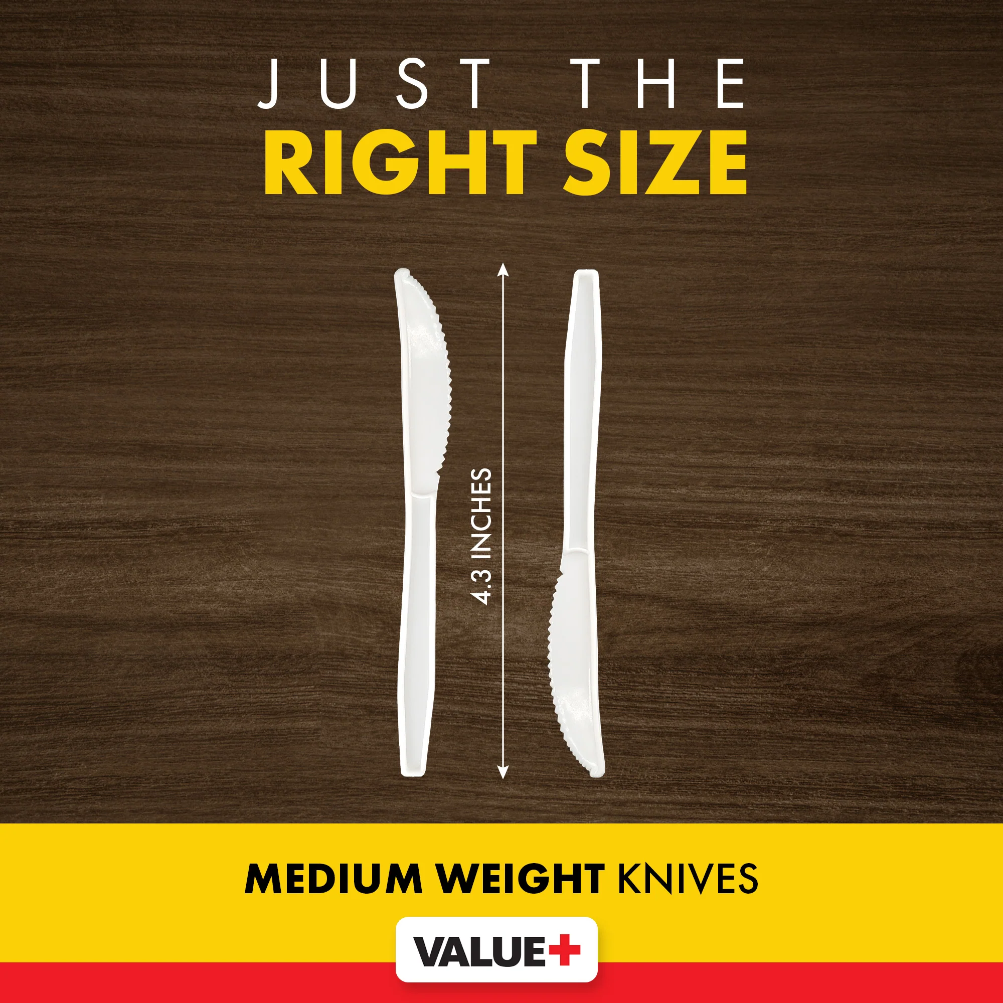 CLR - Value+ - Medium Heavy - Plastic Knife - White - Retail Pack - RP1102 - Image 4