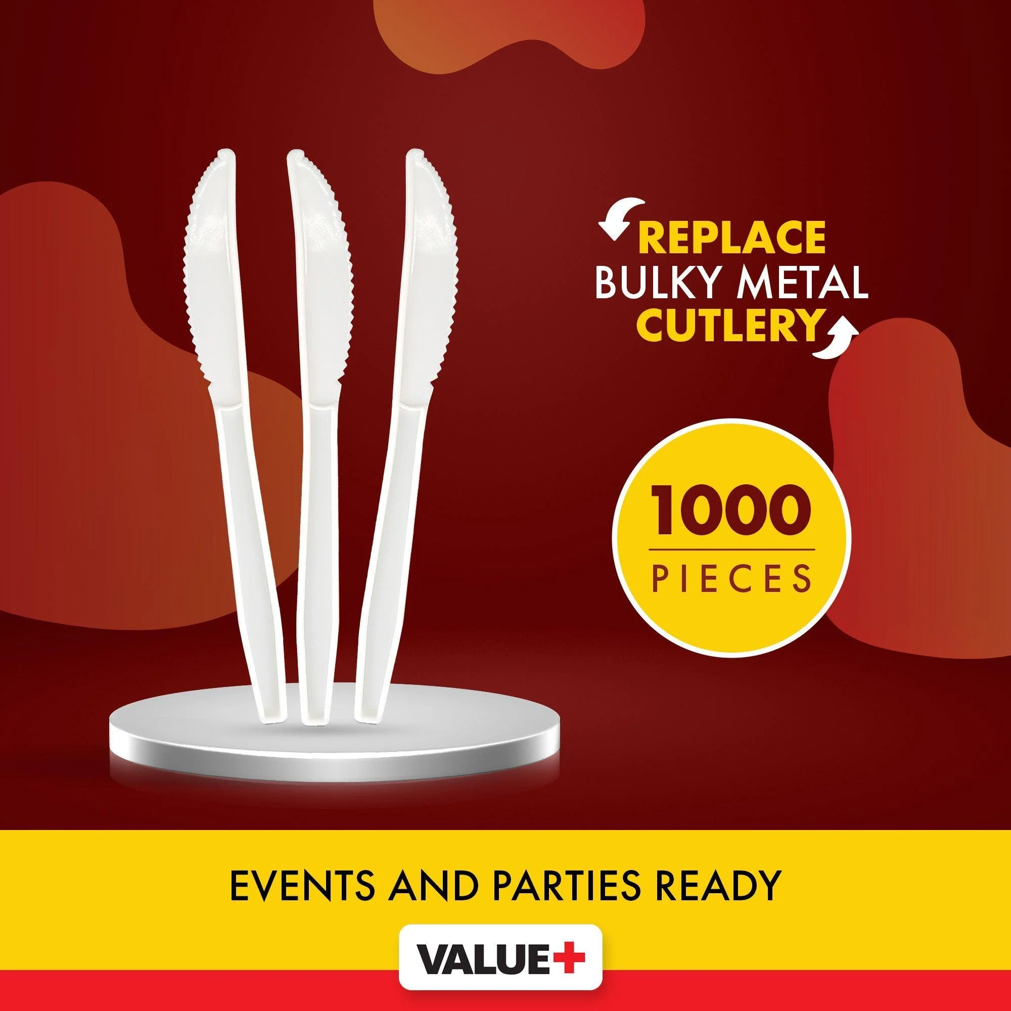CLR - Value+ - Medium Heavy - Plastic Knife - White - Retail Pack - RP1102 - Image 5