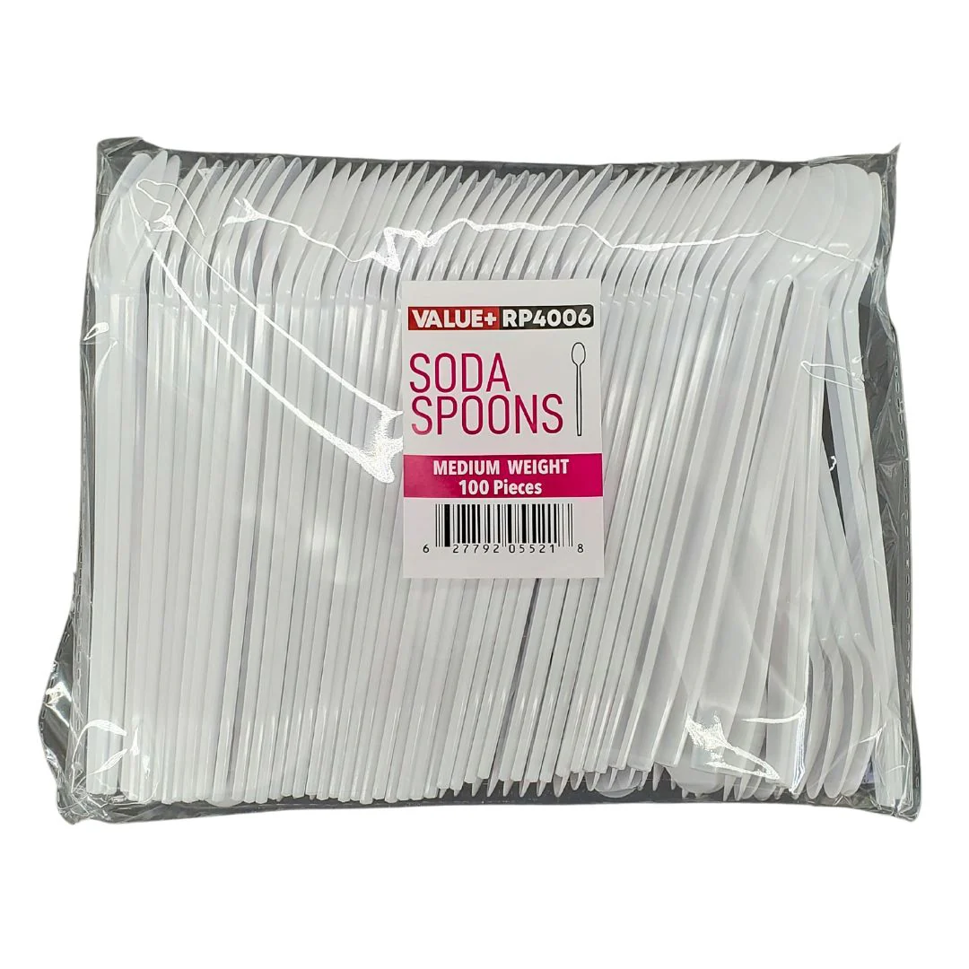 Value+ - Plastic - Soda Spoon - White - RP4006 - 8'' Approx. - Image 2