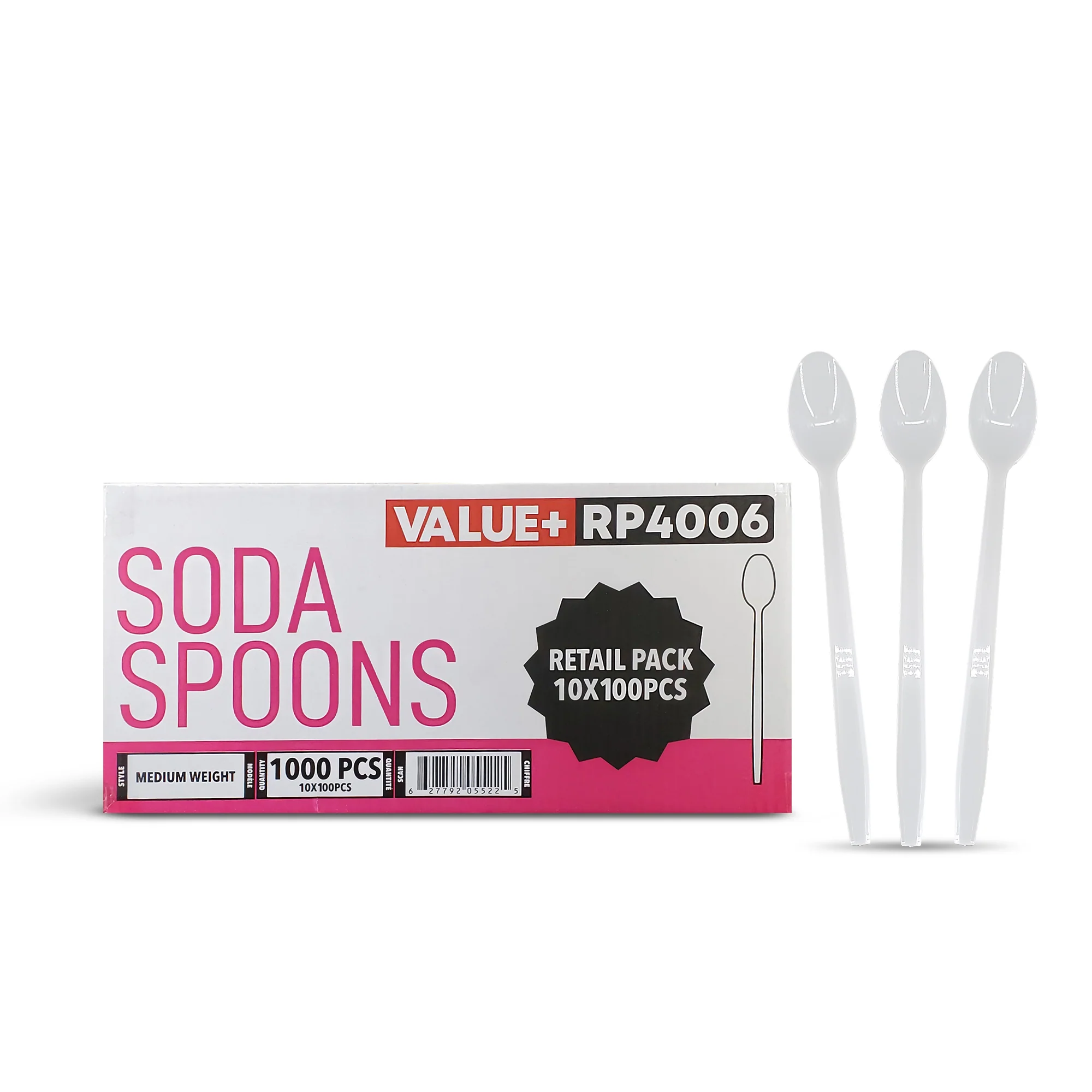 Value+ - Plastic - Soda Spoon - White - RP4006 - 8'' Approx. - Image 3