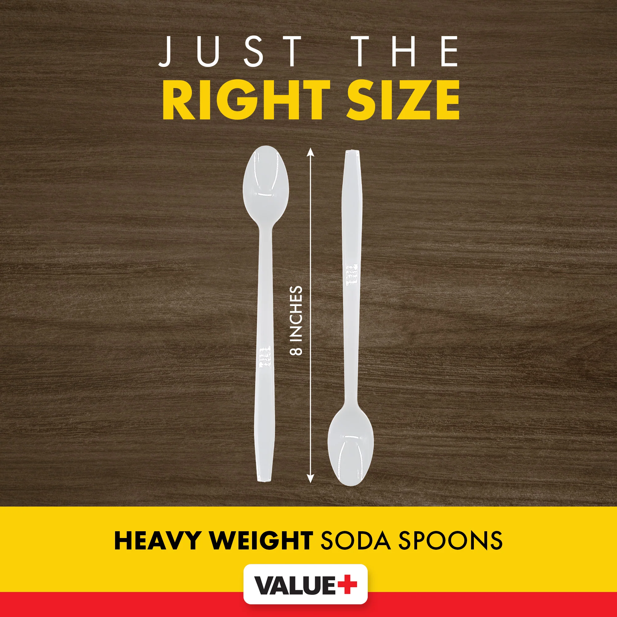 Value+ - Plastic - Soda Spoon - White - RP4006 - 8'' Approx. - Image 4