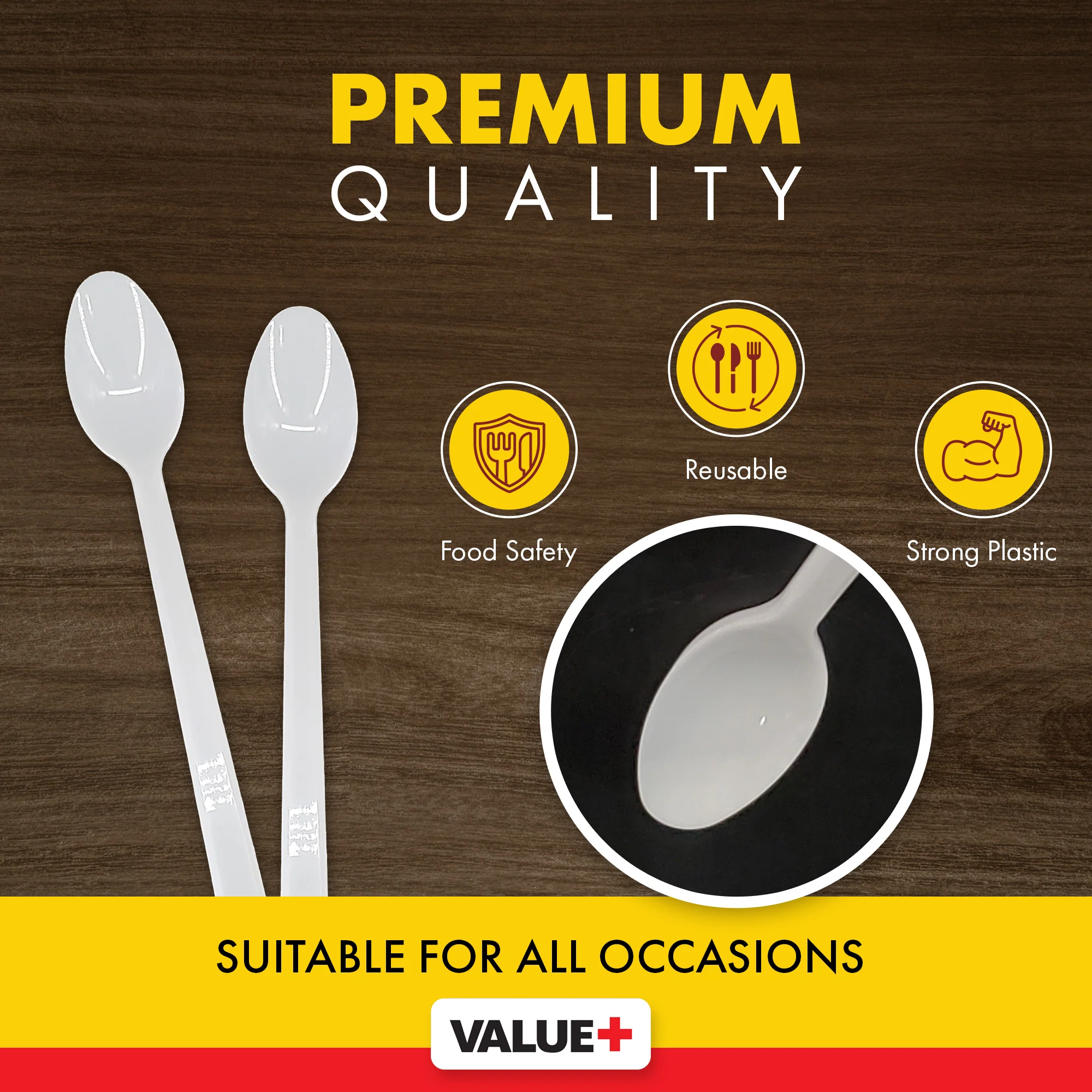 Value+ - Plastic - Soda Spoon - White - RP4006 - 8'' Approx. - Image 5