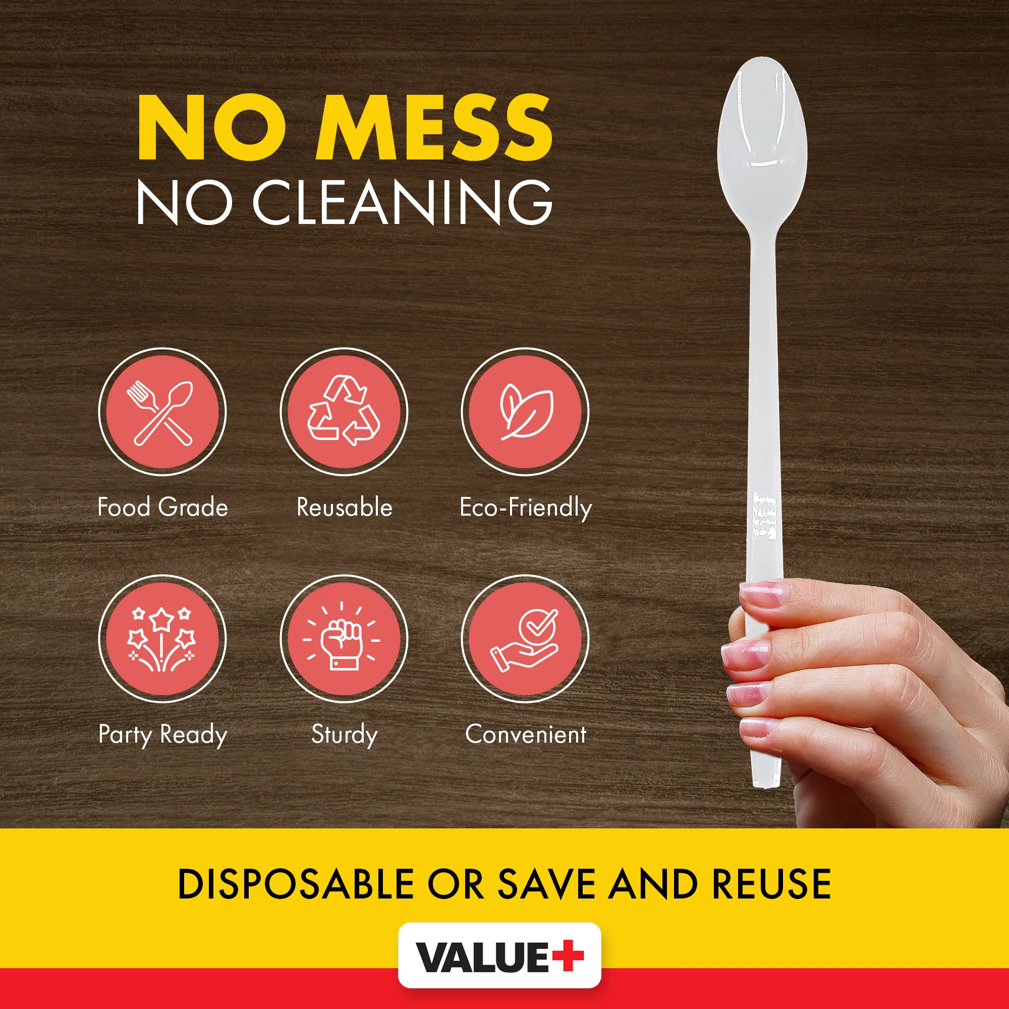 Value+ - Plastic - Soda Spoon - White - RP4006 - 8'' Approx. - Image 7