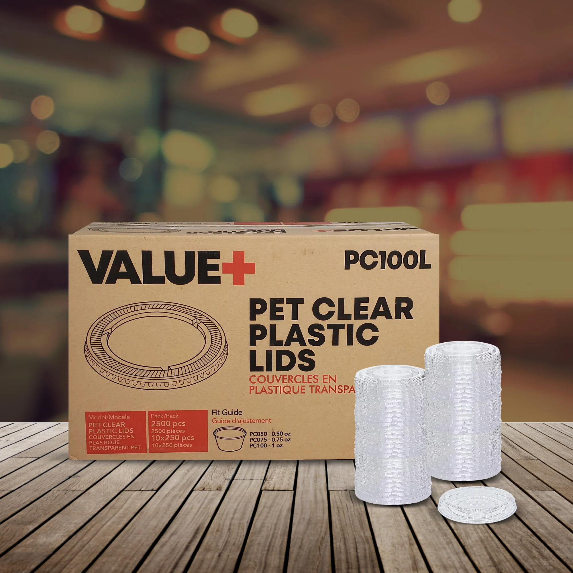 Value+ - 0.5oz-1oz PET Flat Portion Cup Lids - PC100L - 45mm - Image 5