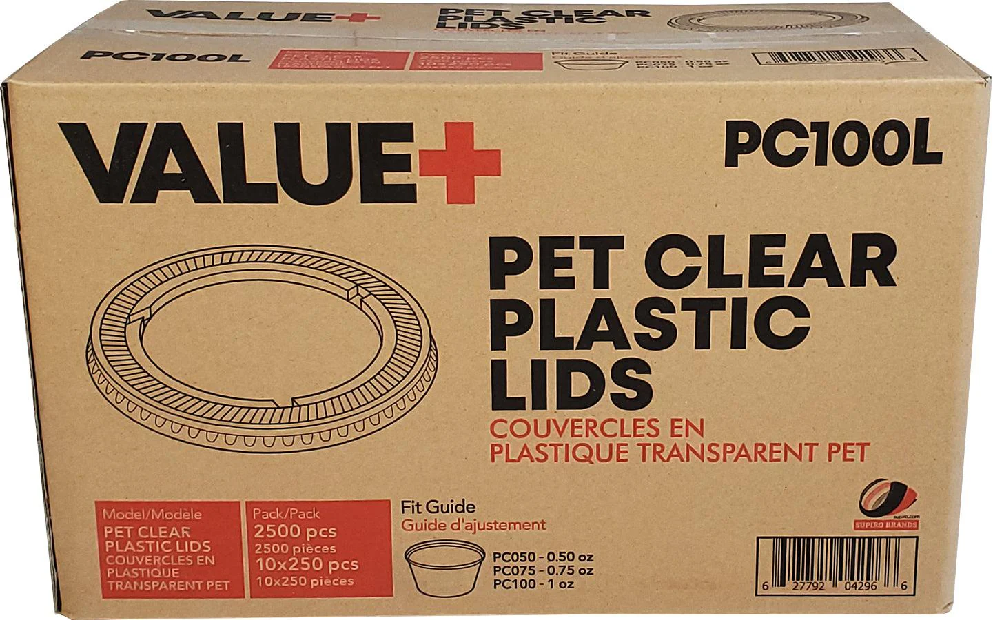 Value+ - 0.5oz-1oz PET Flat Portion Cup Lids - PC100L - 45mm - Image 7