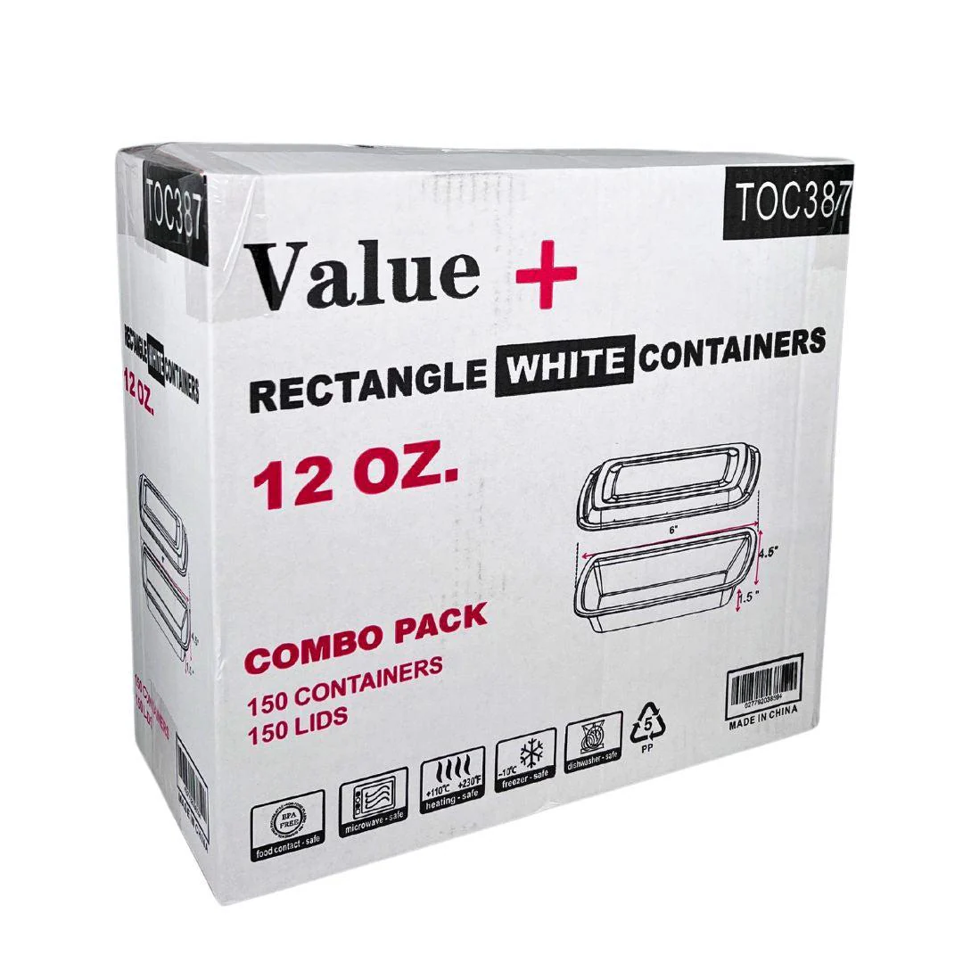 Value+ - 12oz Rectangle Plastic Container - White - Image 5
