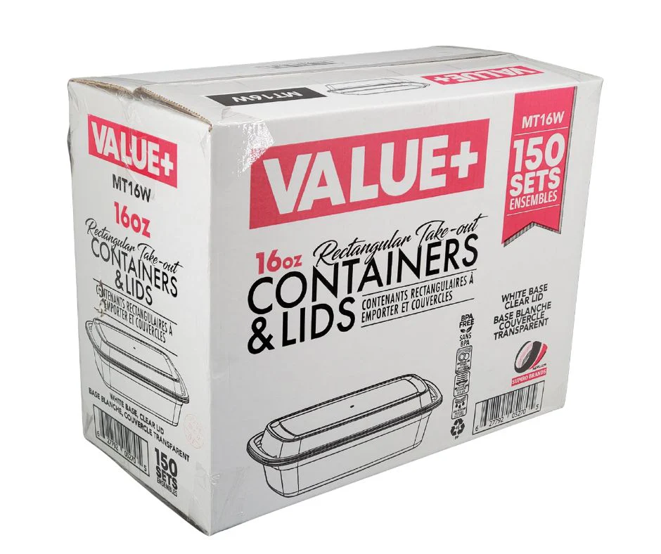 Value+ - 16oz Rectangle Plastic Container - White - Image 4