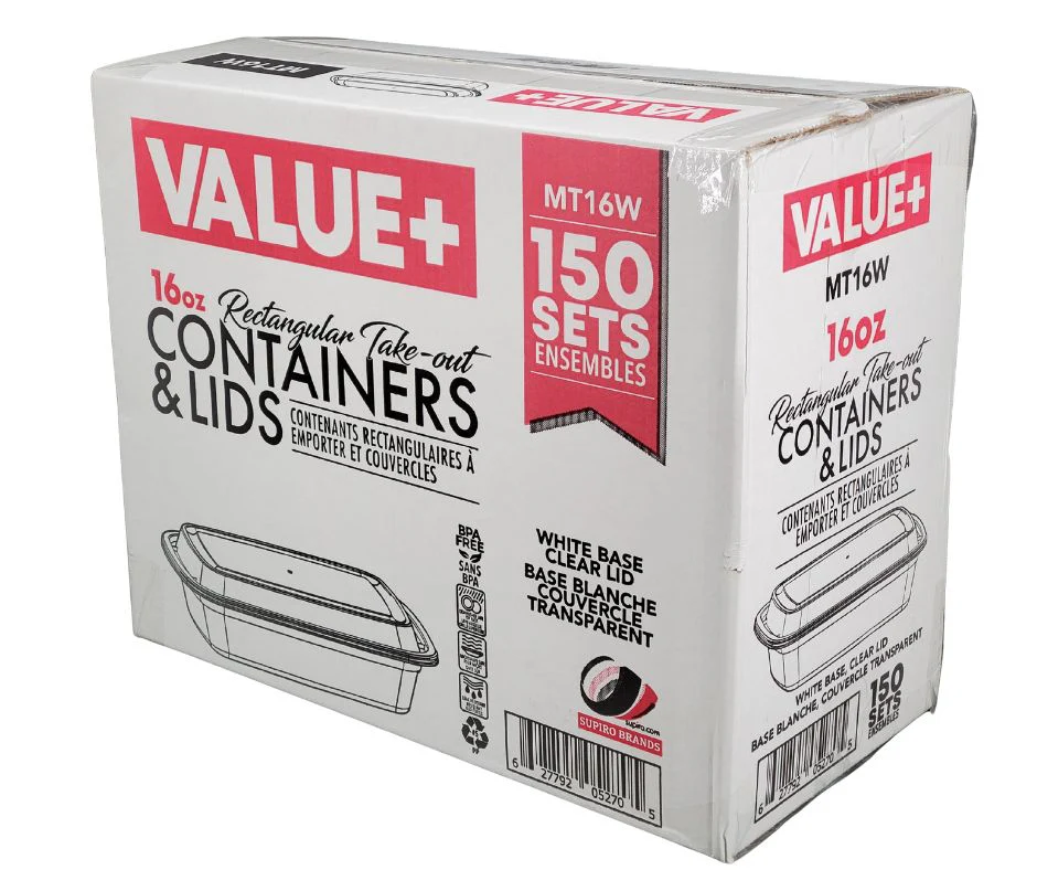 Value+ - 16oz Rectangle Plastic Container - White - Image 5