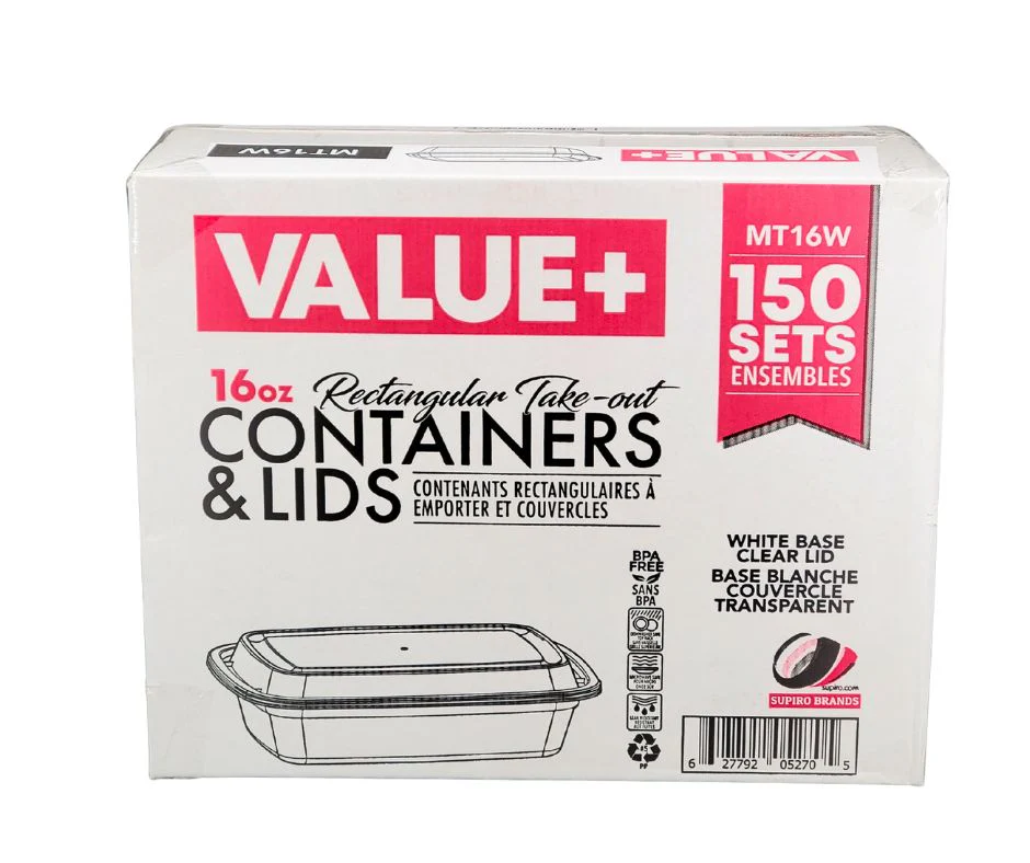 Value+ - 16oz Rectangle Plastic Container - White - Image 6