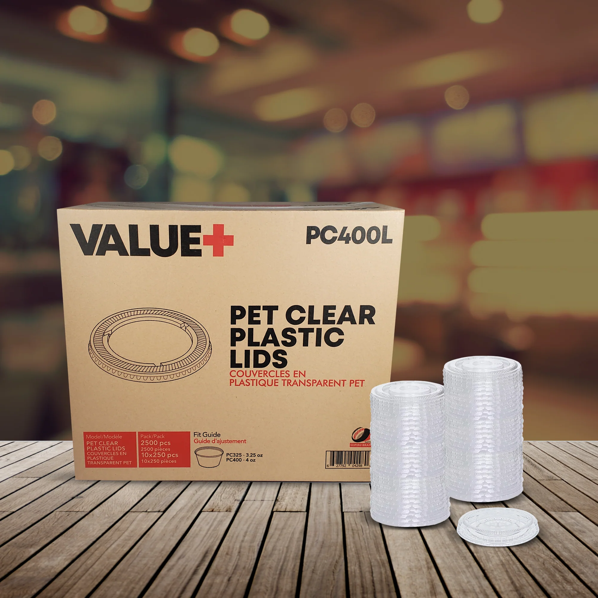 Value+ - 3.25oz-4oz PET Flat Portion Cup Lids - PC400L - 74mm - Image 3