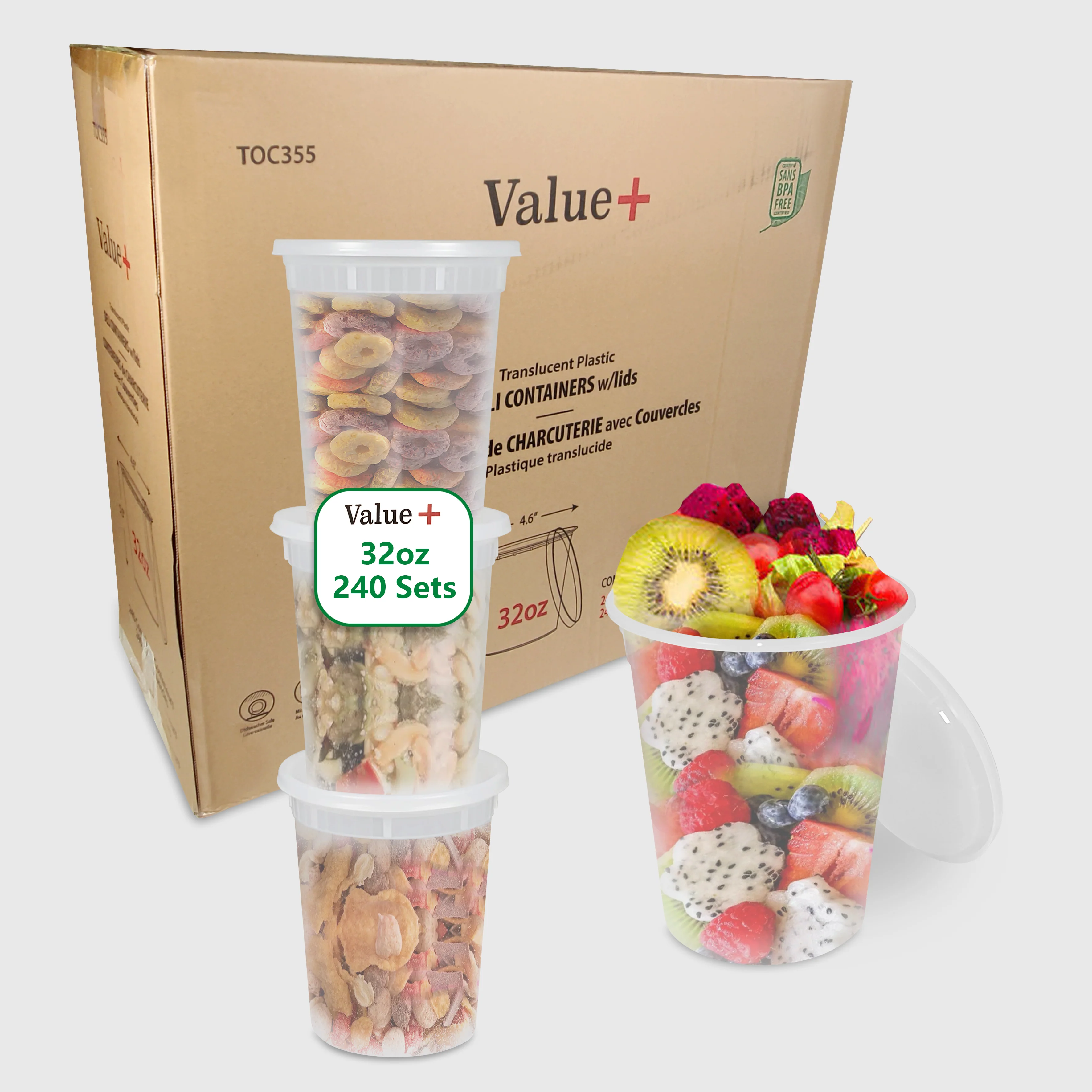 Value+ - 32oz Round Deli Container w/Lids - Image 2