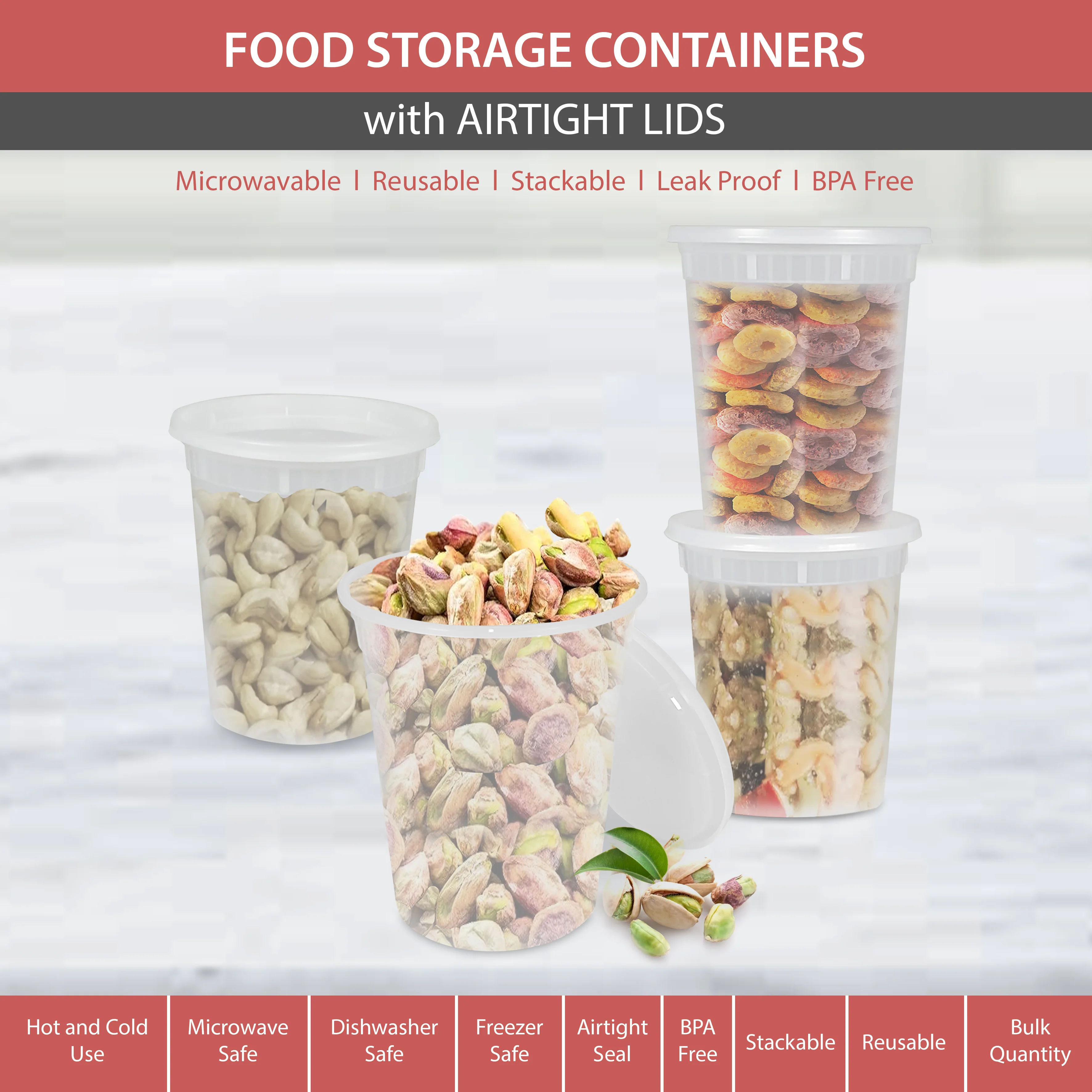 Value+ - 32oz Round Deli Container w/Lids - Image 4