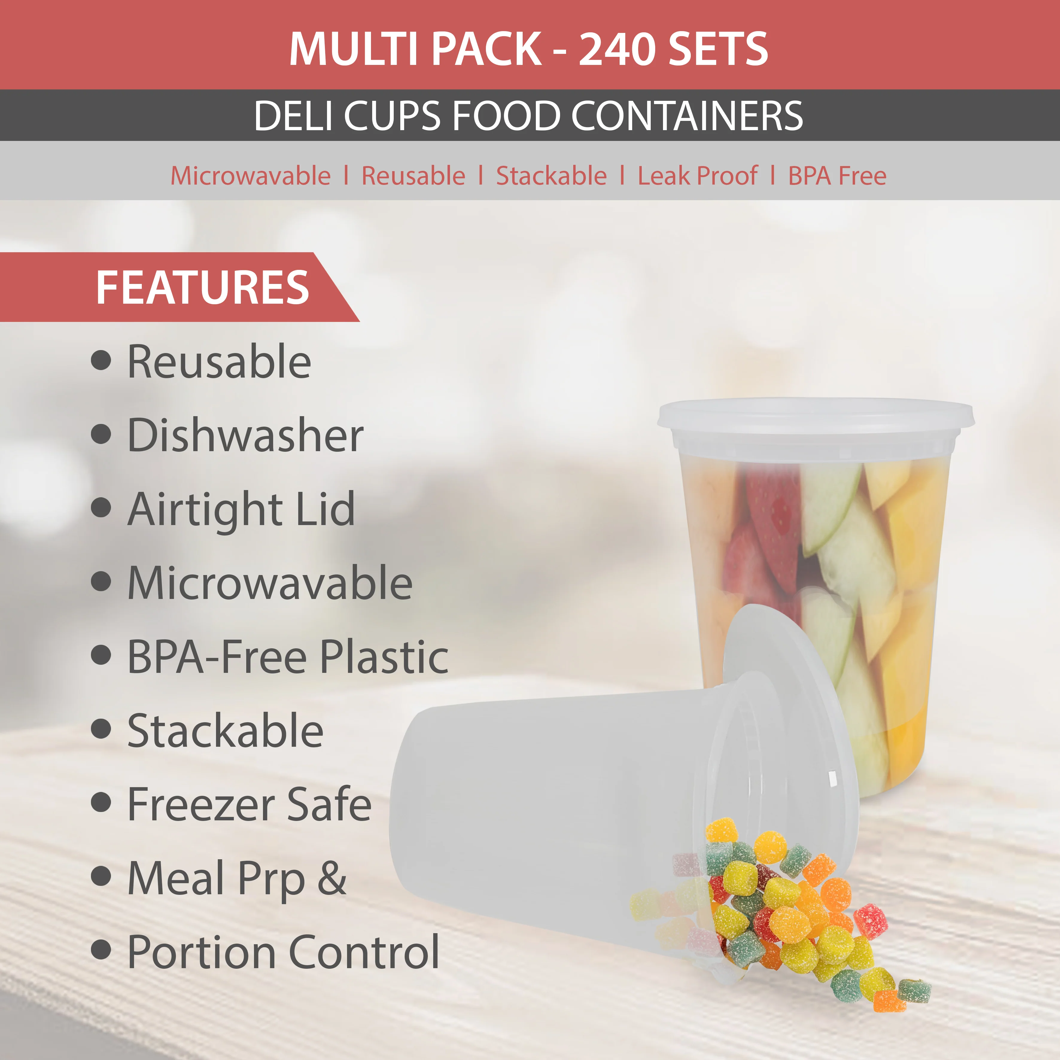 Value+ - 32oz Round Deli Container w/Lids - Image 8