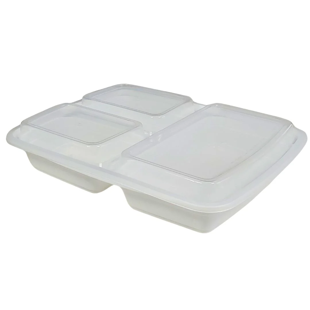 Value+ - 33oz 3 Compartment Rectangle Container - White - Image 2