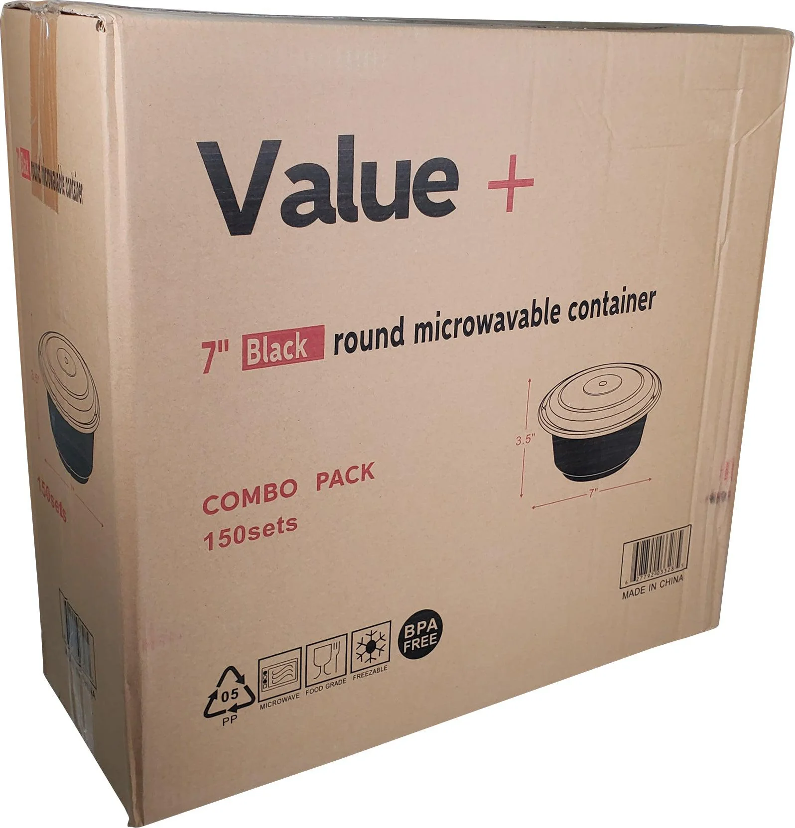 Rhino - Heavy 28oz Rectangular Combo Container - Black - Image 2