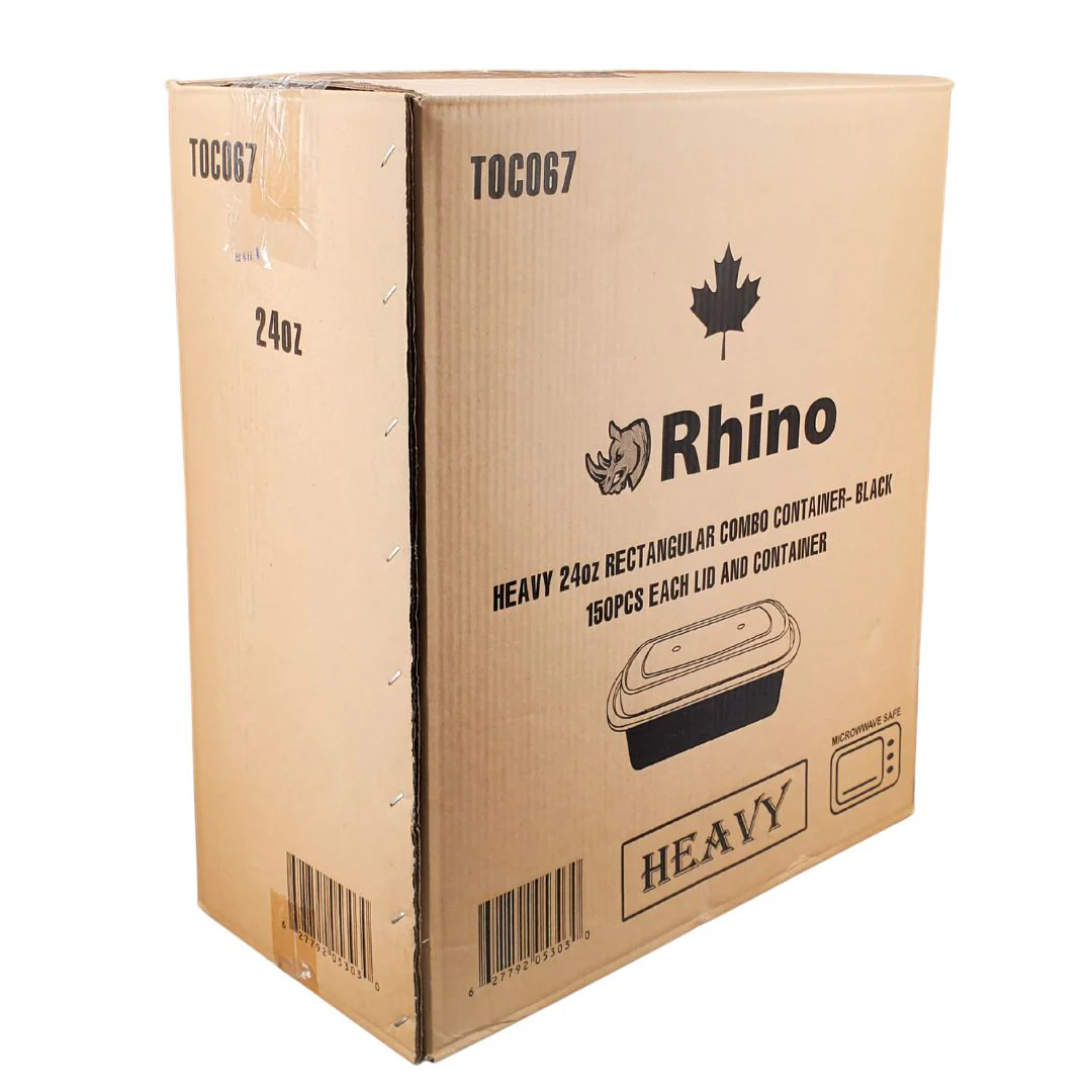 Rhino - Heavy 24oz Rectangular Combo Container - BLACK - Image 3