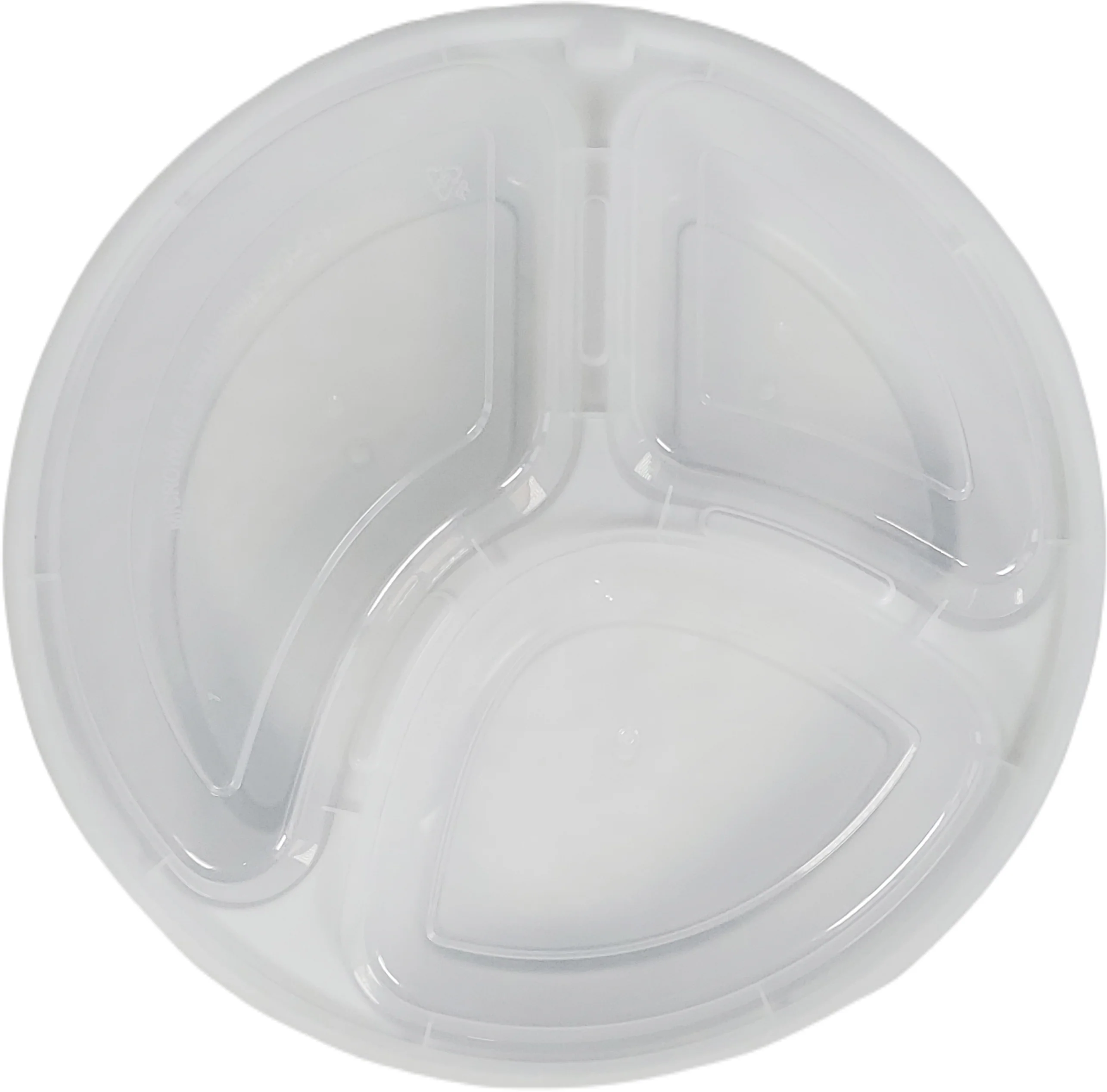 Value+ - 9" 3 Compartment Round White Plastic Container - Image 2
