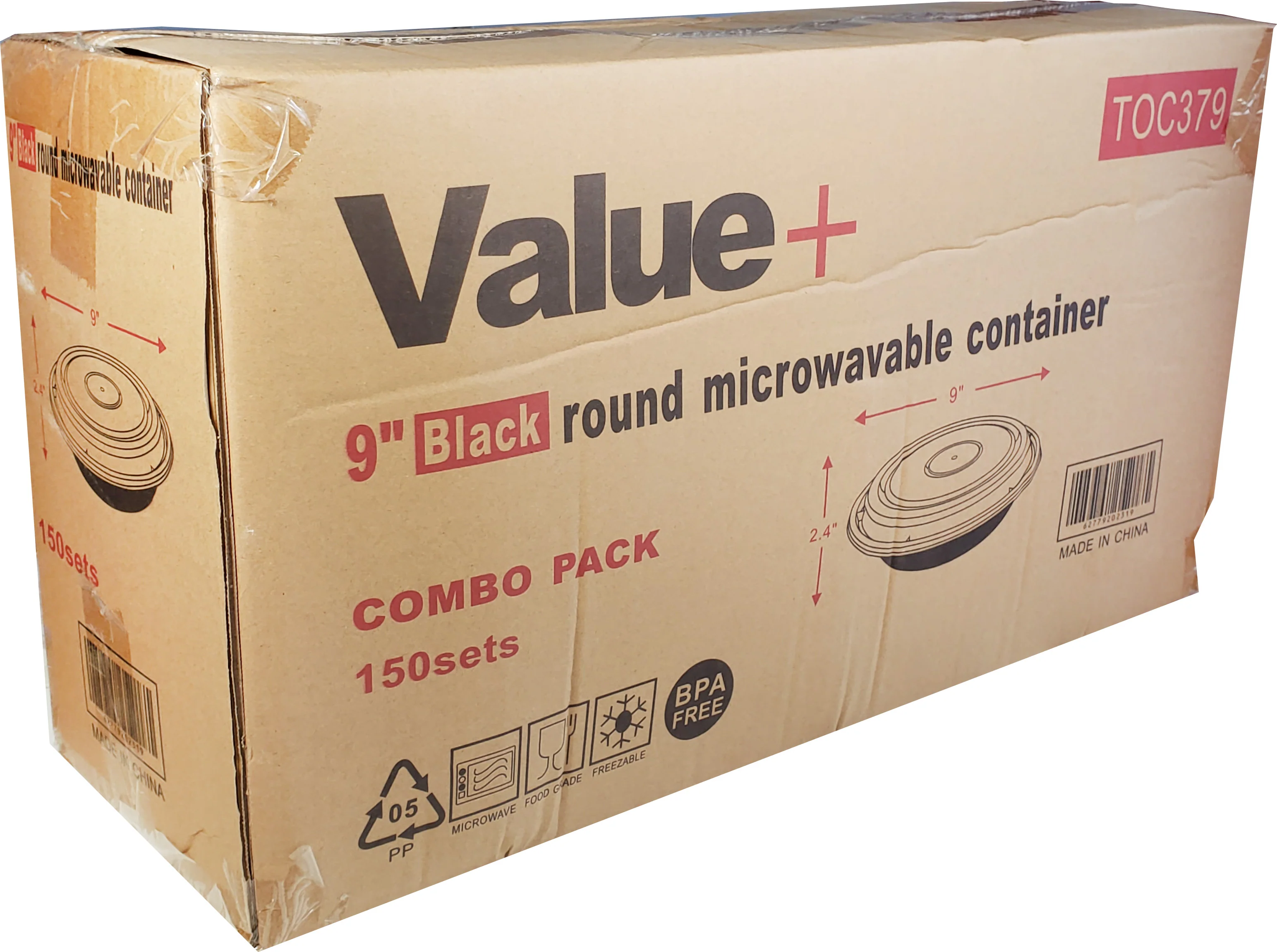 Value+ - 9" Round White Plastic Container - Image 2