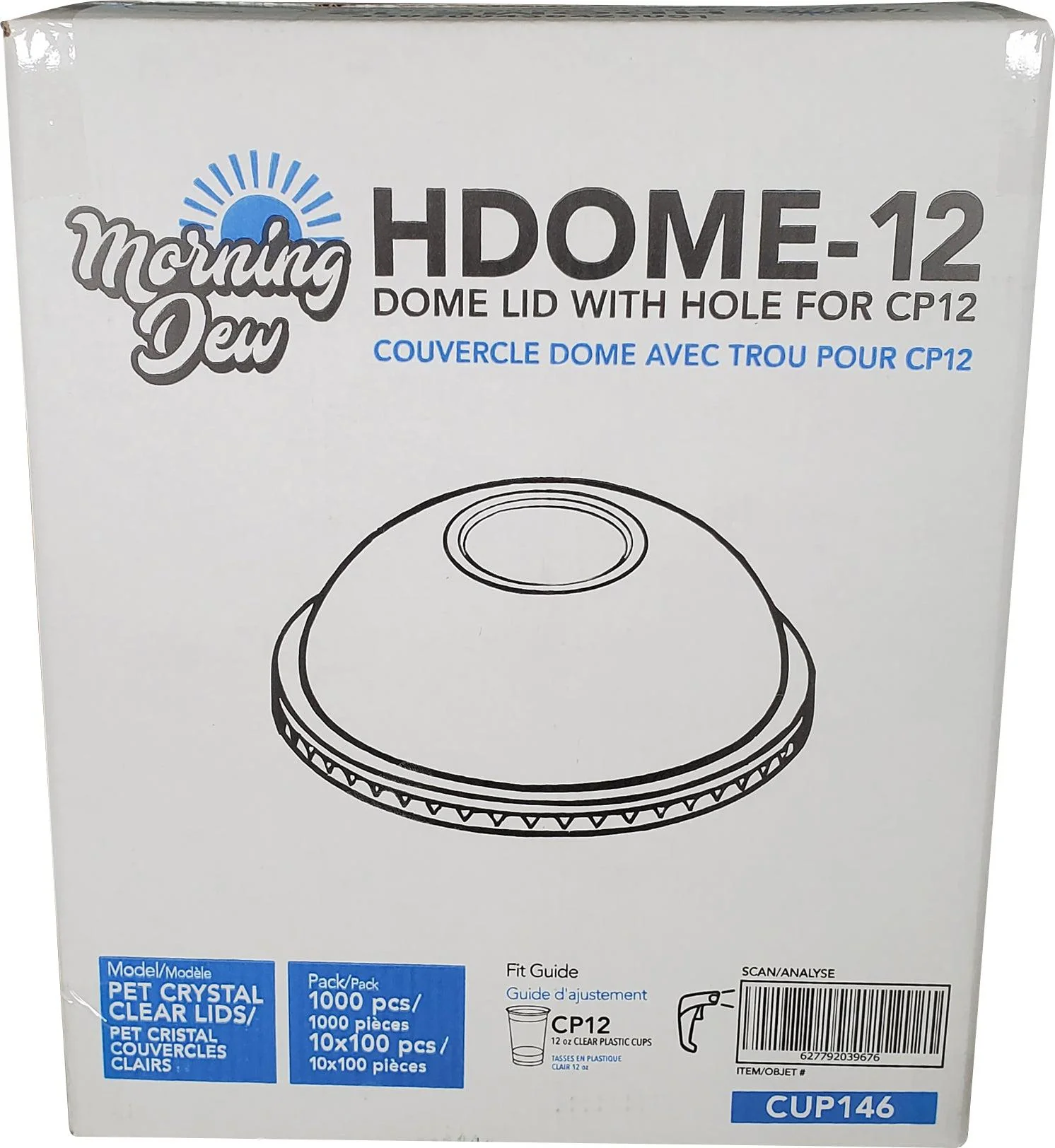 Morning Dew - Dome Lids with Hole - For 12oz Cup Only - 92mm - Image 4