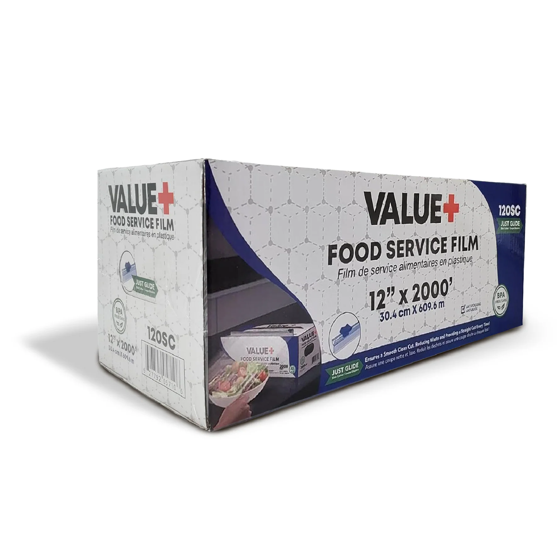 Value+ - 12" x 2000' Food Service Film Wrap with Slide Cutter Box - Image 11