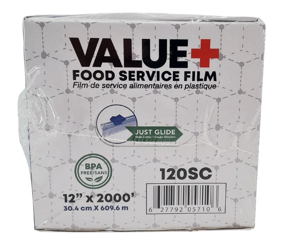 Value+ - 12" x 2000' Food Service Film Wrap with Slide Cutter Box - Image 4