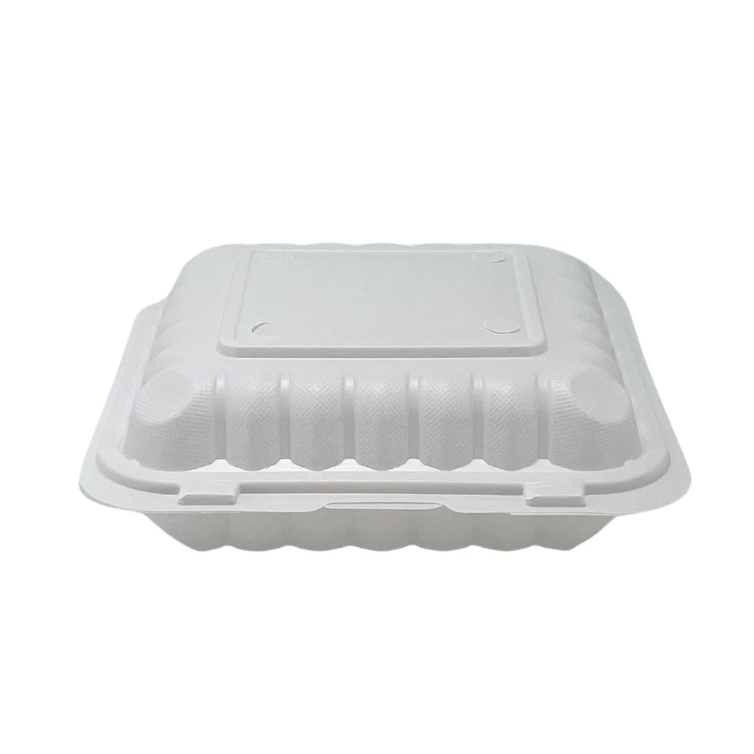 Eco-Craze MFPP Clamshell Container 8x8x2.6"- 1 Compt White - Image 2