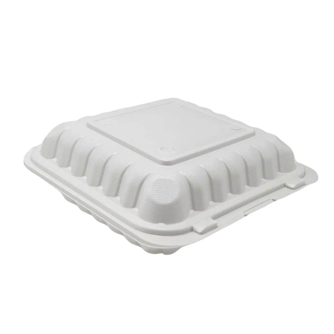 Eco-Craze MFPP Clamshell Container 8x8x2.6"- 1 Compt White - Image 4