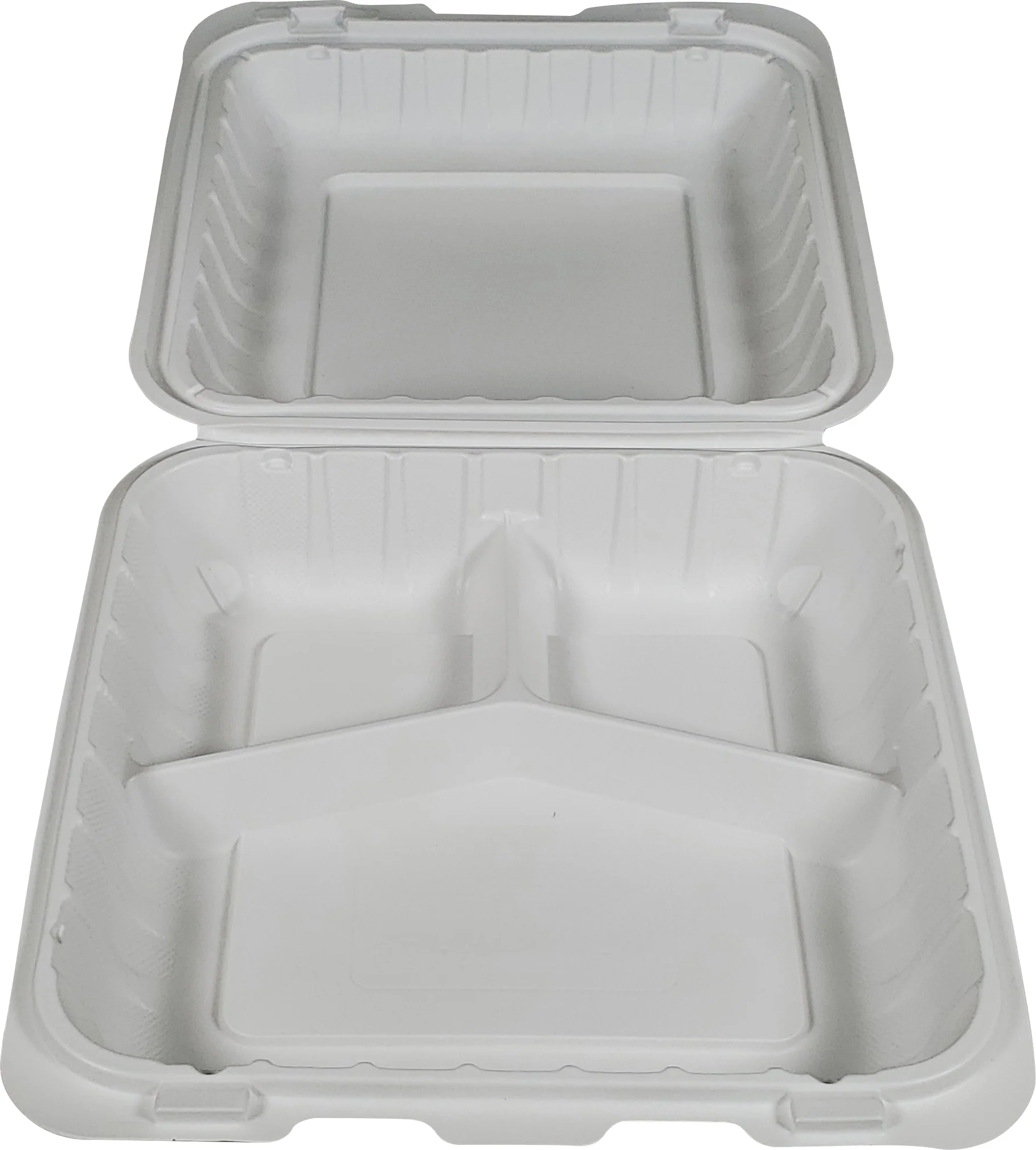 Eco-Craze MFPP Clamshell Container 8x8x2.6" - 3 Compt. White - Image 3