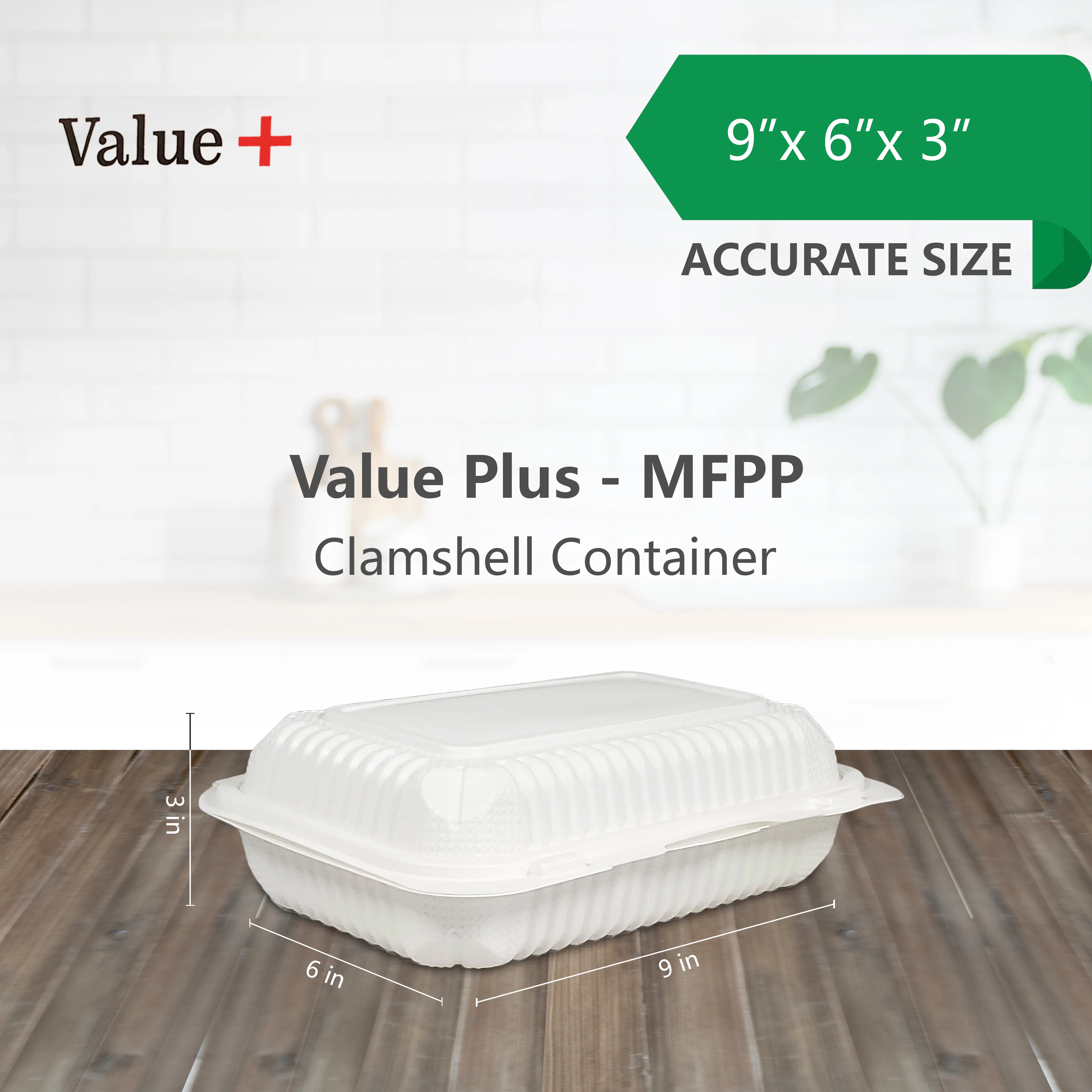 Eco-Craze - MFPP Clamshell Container - 9x6x2.6 - Double Lock - Vented - White - Image 8