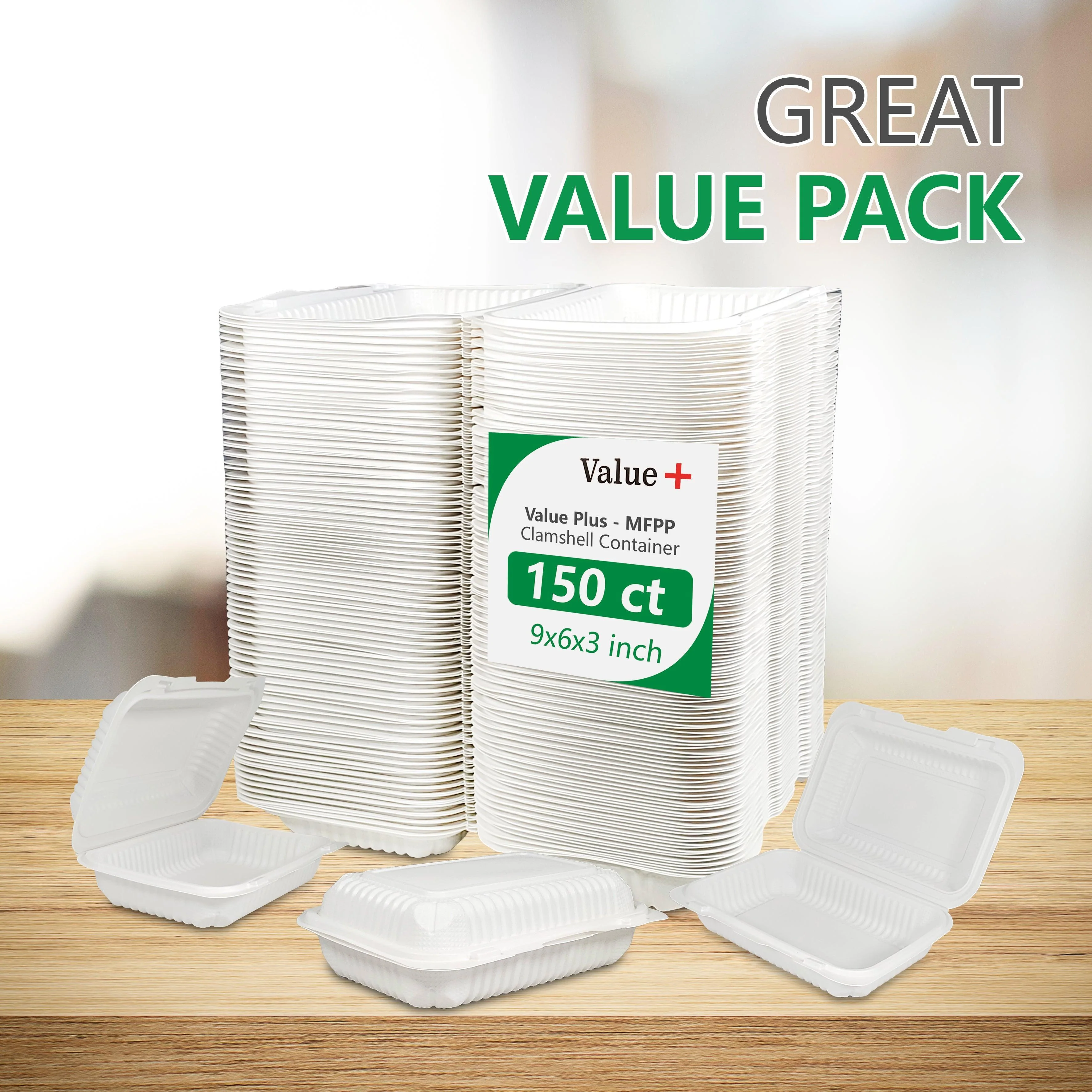 Eco-Craze - MFPP Clamshell Container - 9x6x2.6 - Double Lock - Vented - White - Image 9