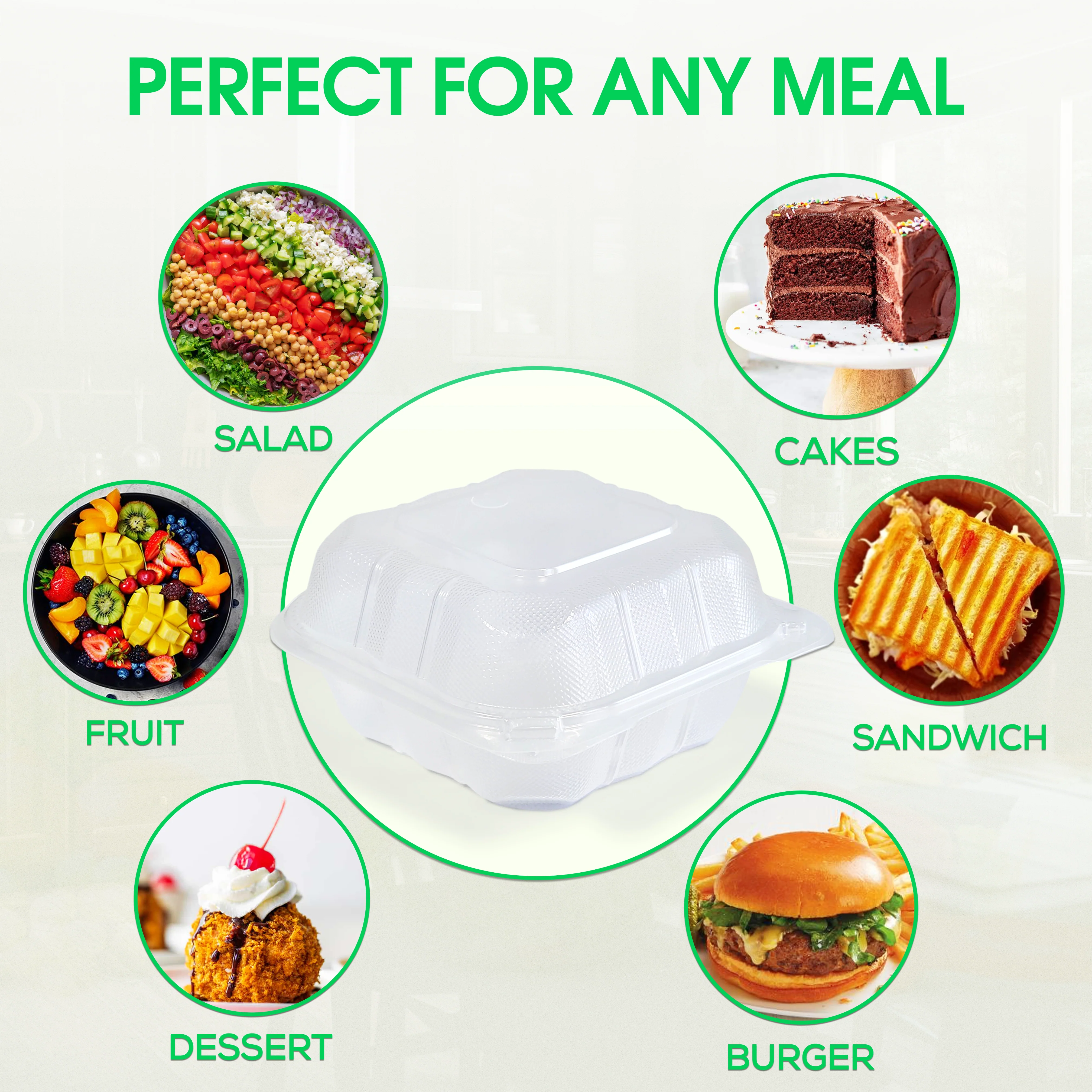 Eco-Craze MFPP Clamshell Container 9x9x2.6" 3 Compt. White - Image 7