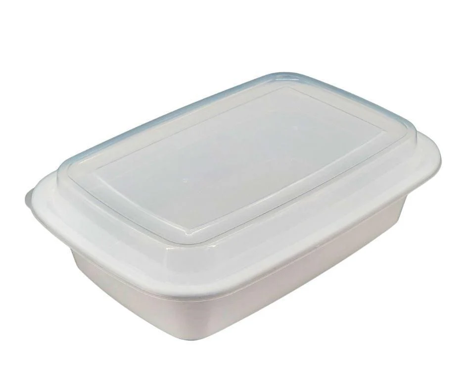 Value+ - 38oz Rectangular White Plastic Container - Image 2