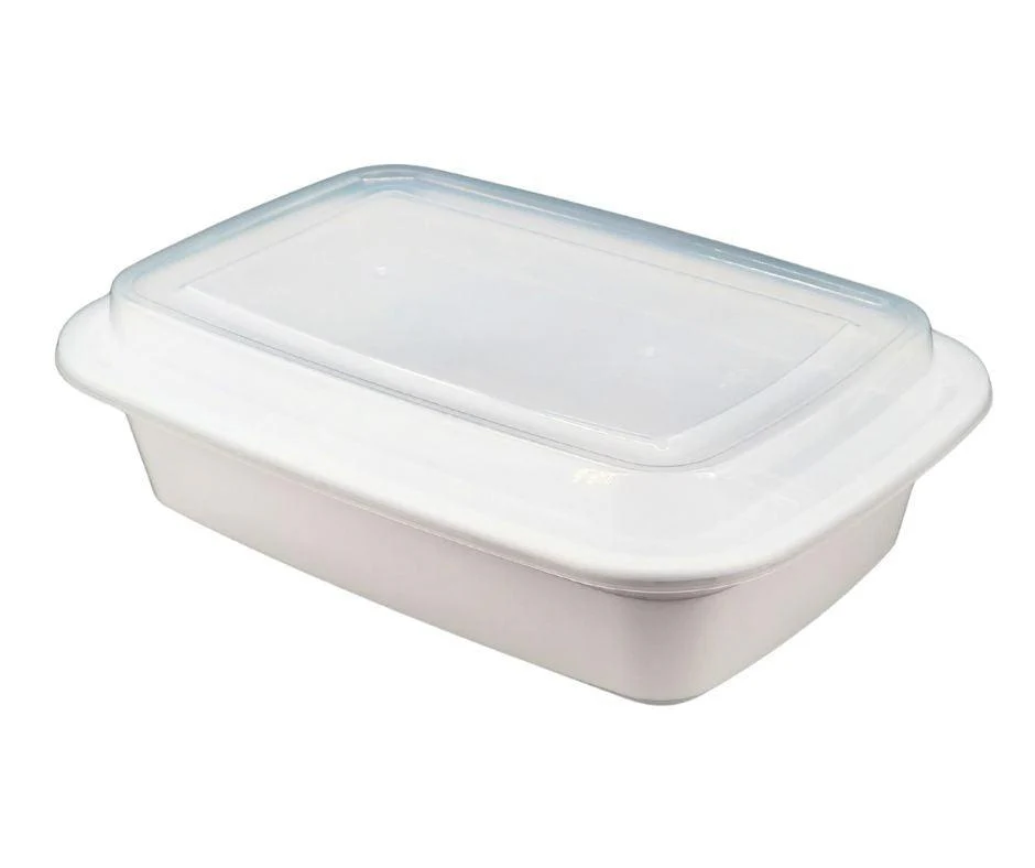 Value+ - 38oz Rectangular White Plastic Container - Image 3