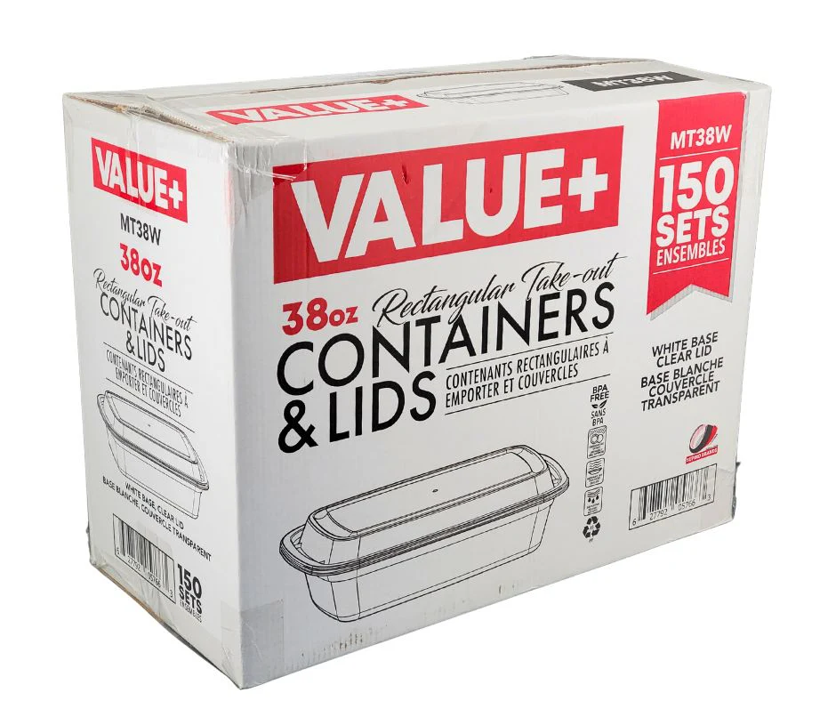 Value+ - 38oz Rectangular White Plastic Container - Image 5