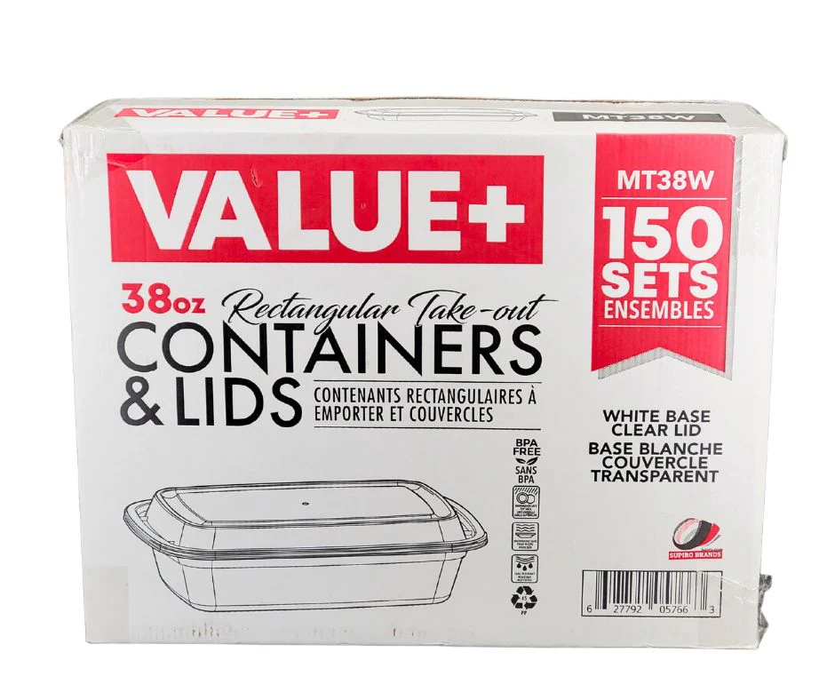 Value+ - 38oz Rectangular White Plastic Container - Image 7