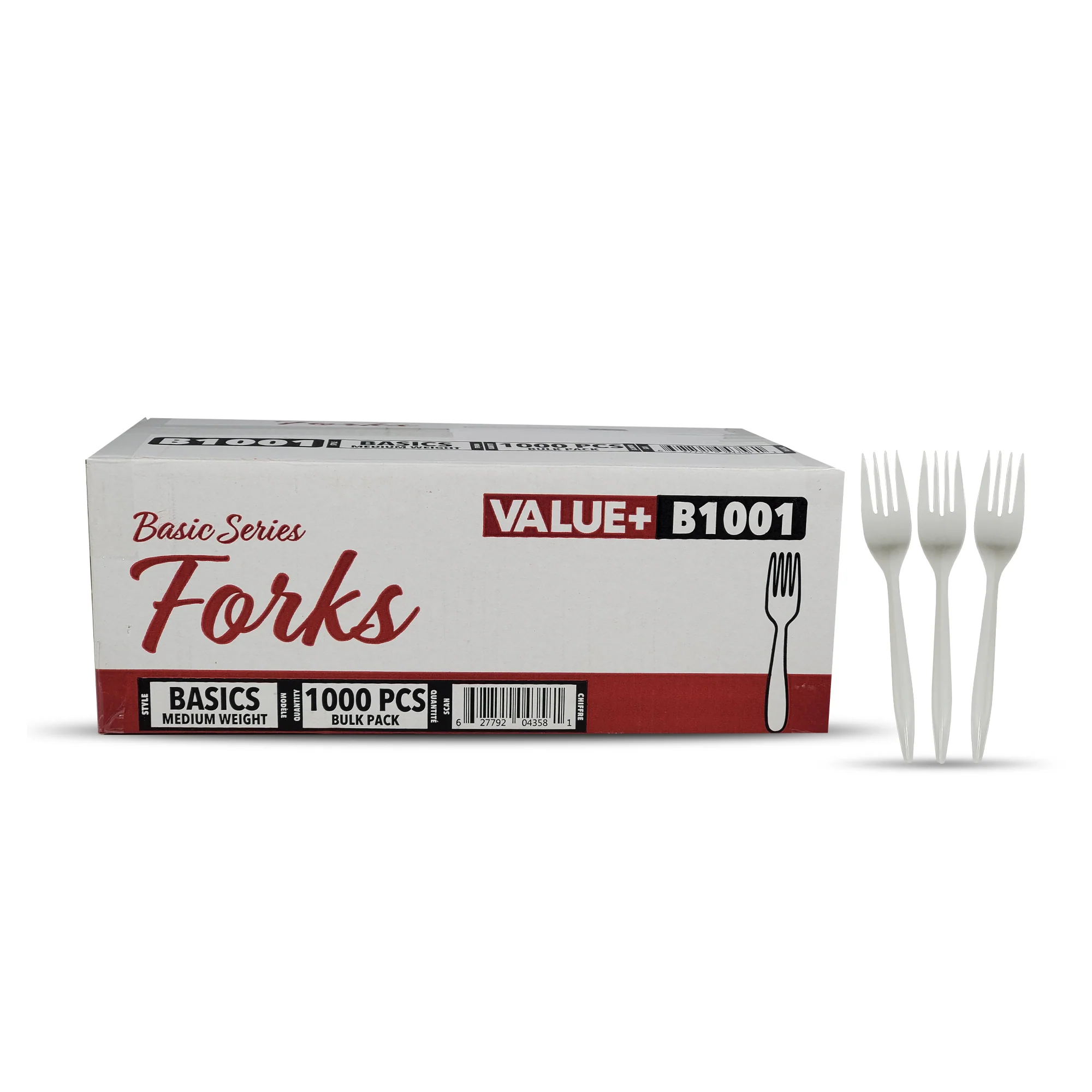 Value+ - Plastic Forks - White - Bulk - B1001 - Image 3