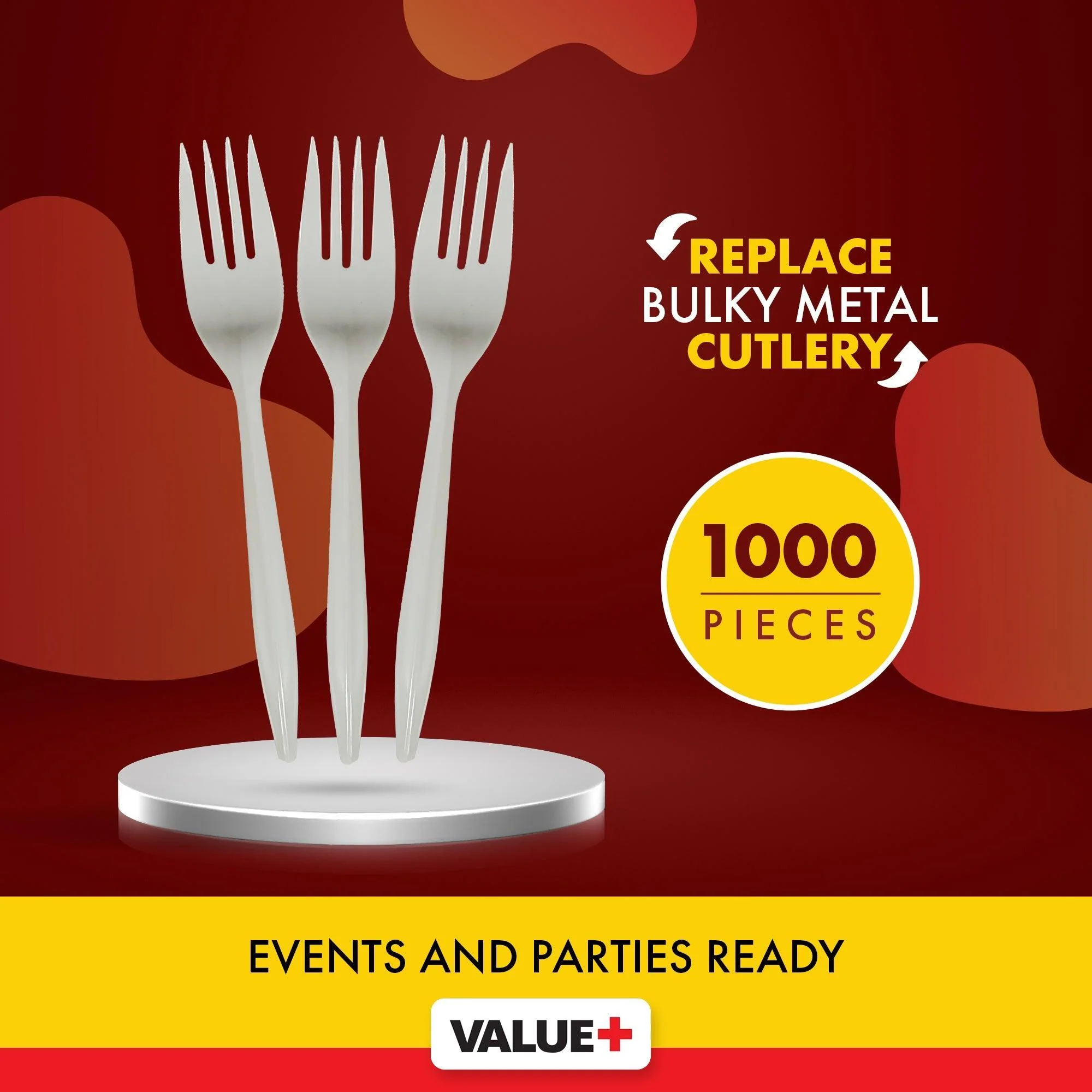 Value+ - Plastic Forks - White - Bulk - B1001 - Image 5