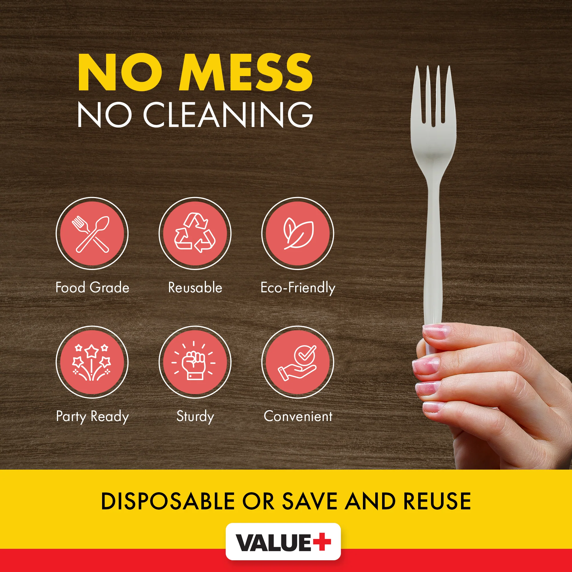 Value+ - Plastic Forks - White - Bulk - B1001 - Image 7
