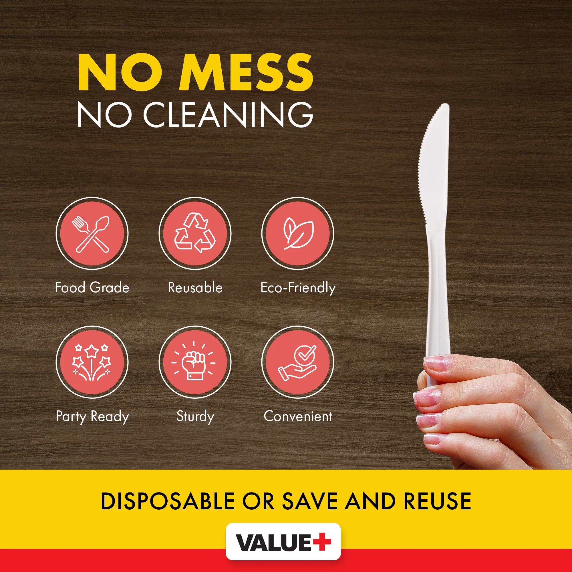 Value+ - Plastic Knife - Bulk  - B1002 - Image 7