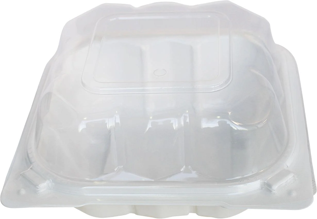Value+ - YR661W-V- PP Hinged Cont.- 6x6x3"- White w/Clear Lid - Image 2