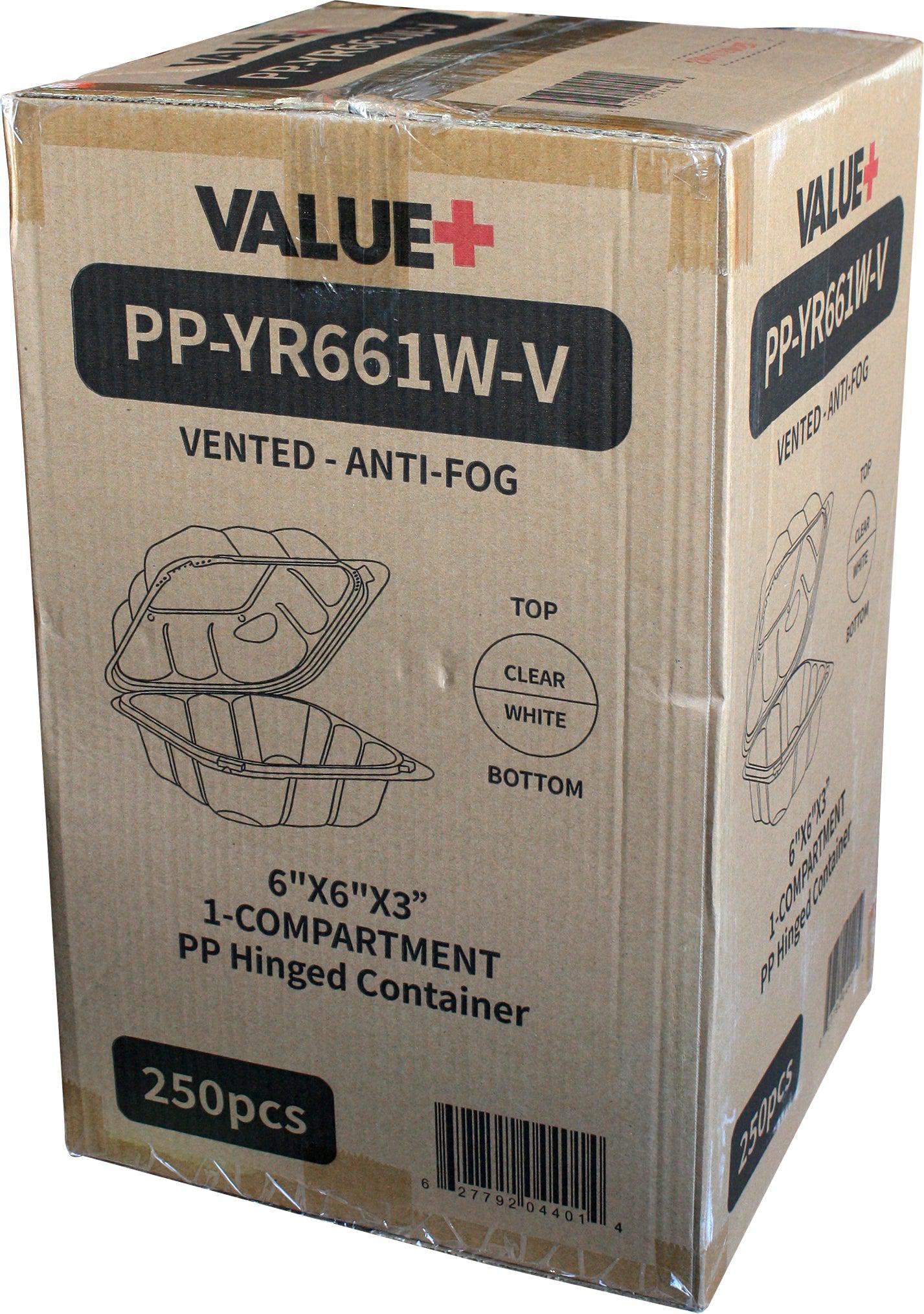 Value+ - YR661W-V- PP Hinged Cont.- 6x6x3"- White w/Clear Lid - Image 5
