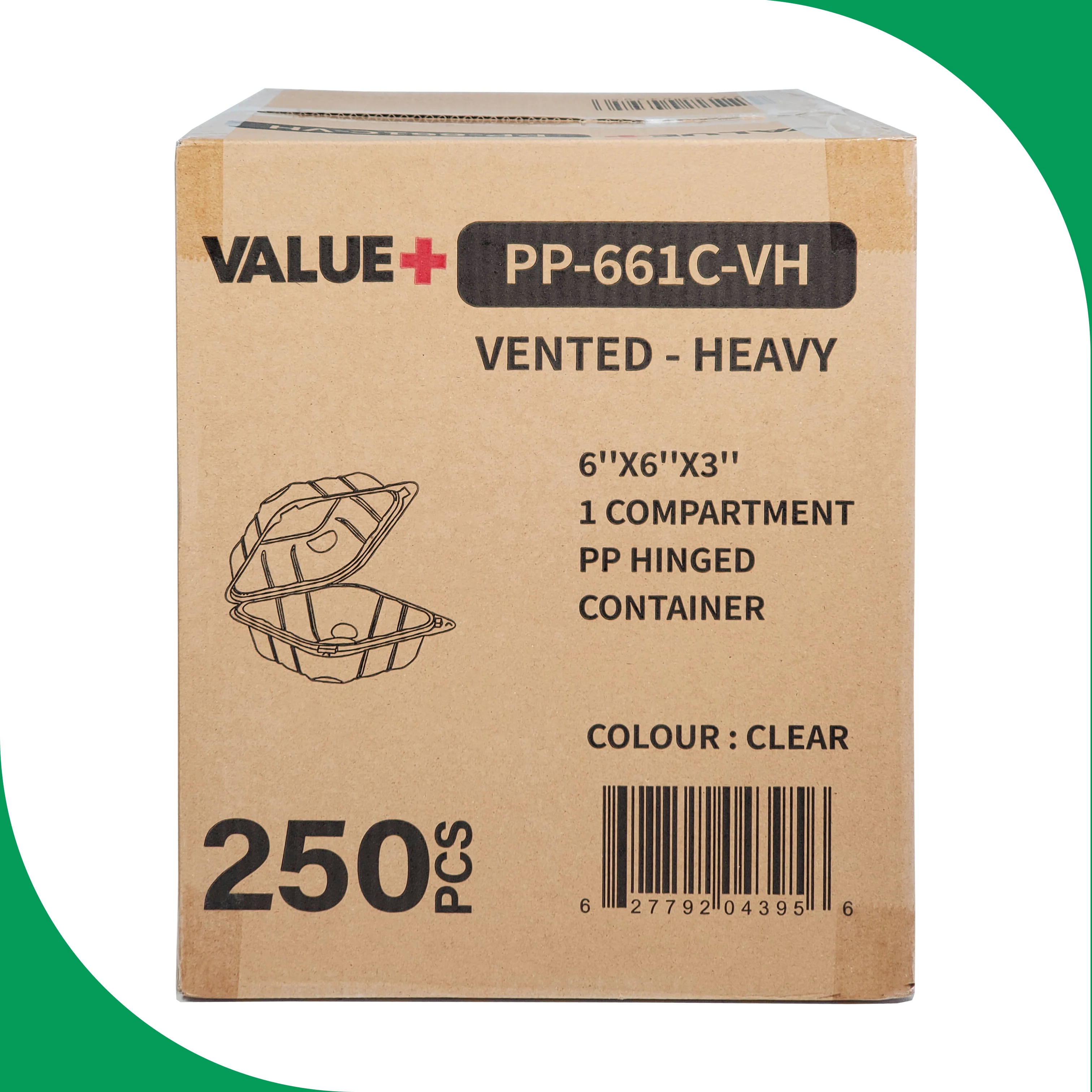 Value+ - PP-661C-VH- PP Hinged Cont. - 6x6x3" - Clear - Image 10