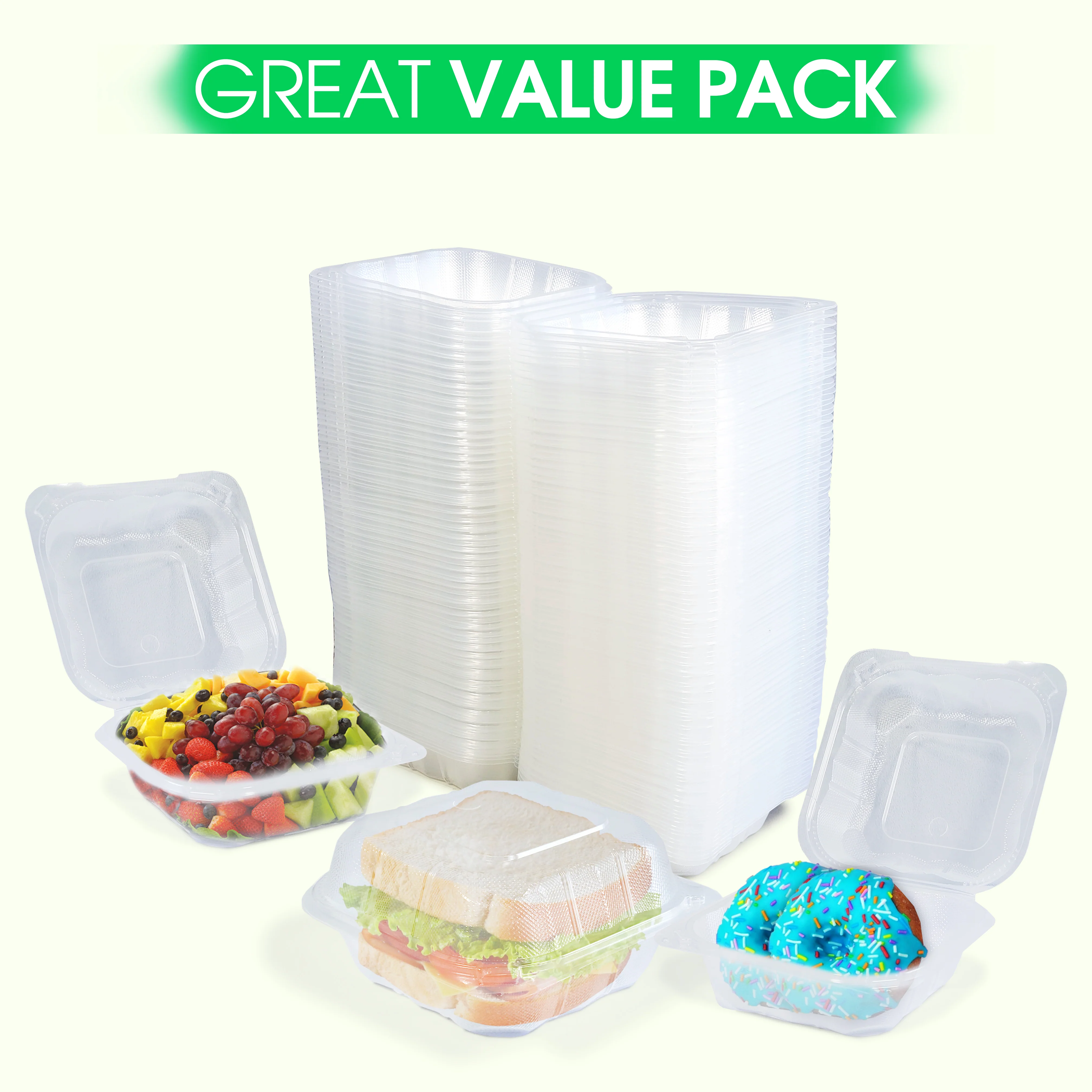 Value+ - PP-661C-VH- PP Hinged Cont. - 6x6x3" - Clear - Image 4