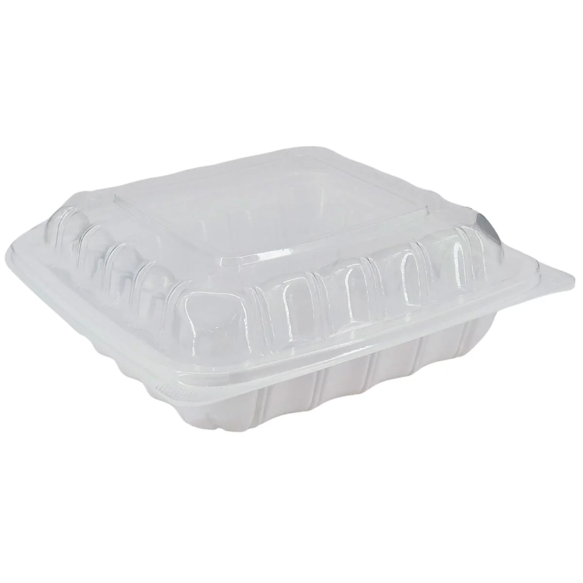Value+ - YR881W-V - PP Hinged Cont. - 8.6x8.3x3" - White w/Clear Lid - Image 4