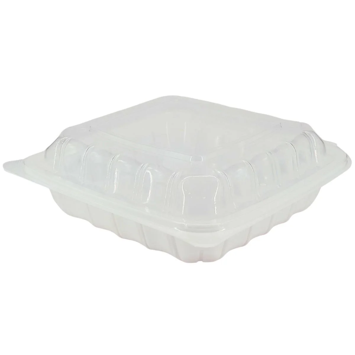 Value+ - YR881W-V - PP Hinged Cont. - 8.6x8.3x3" - White w/Clear Lid - Image 5