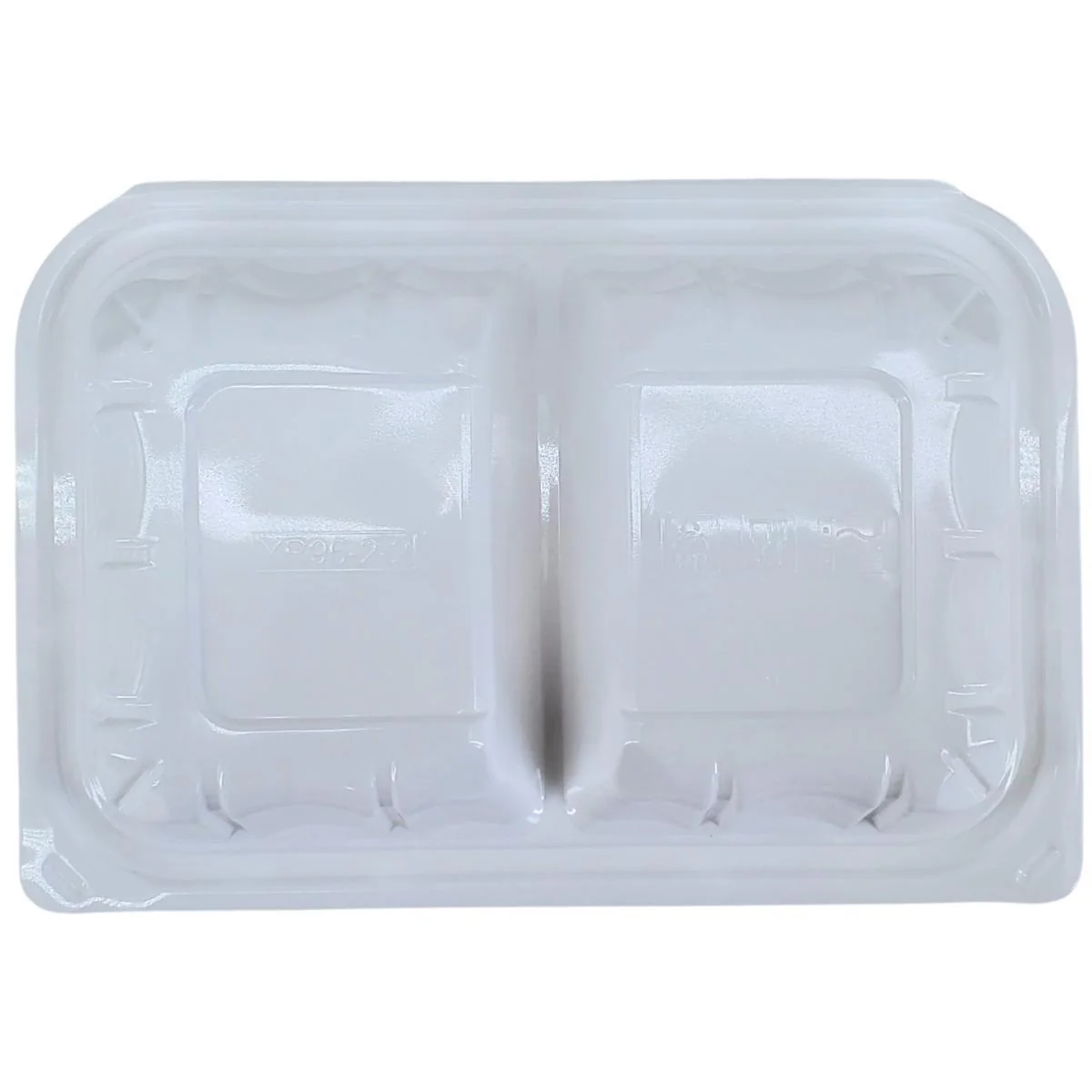 Value+ - YR962W-V - PP Hinged Cont. - 8.9x6.3x2.6"-2Compt. - White w/Clear Lid - Image 4