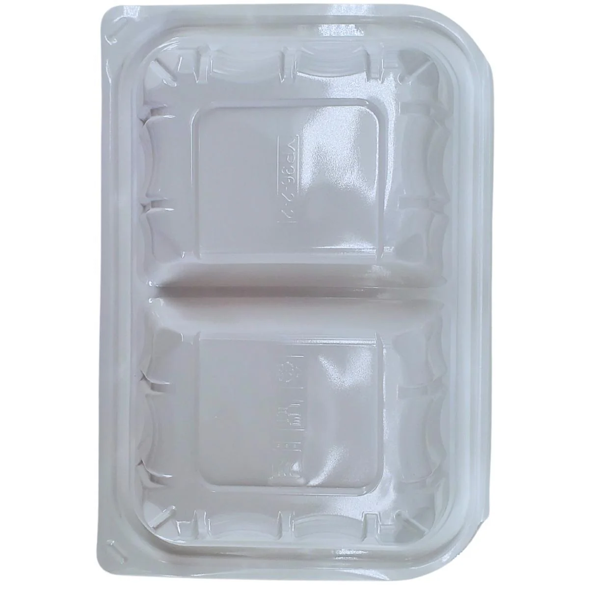Value+ - YR962W-V - PP Hinged Cont. - 8.9x6.3x2.6"-2Compt. - White w/Clear Lid - Image 5